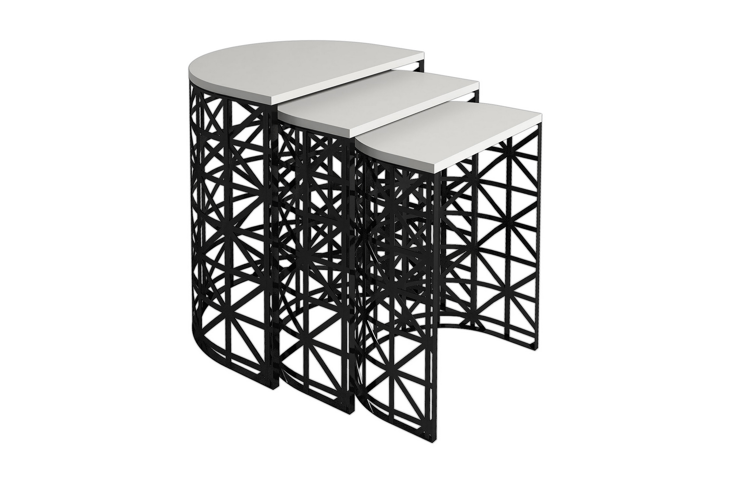 Satsbord Amtorp 46 cm Halvcirkel 3 Bord Vit/Svart