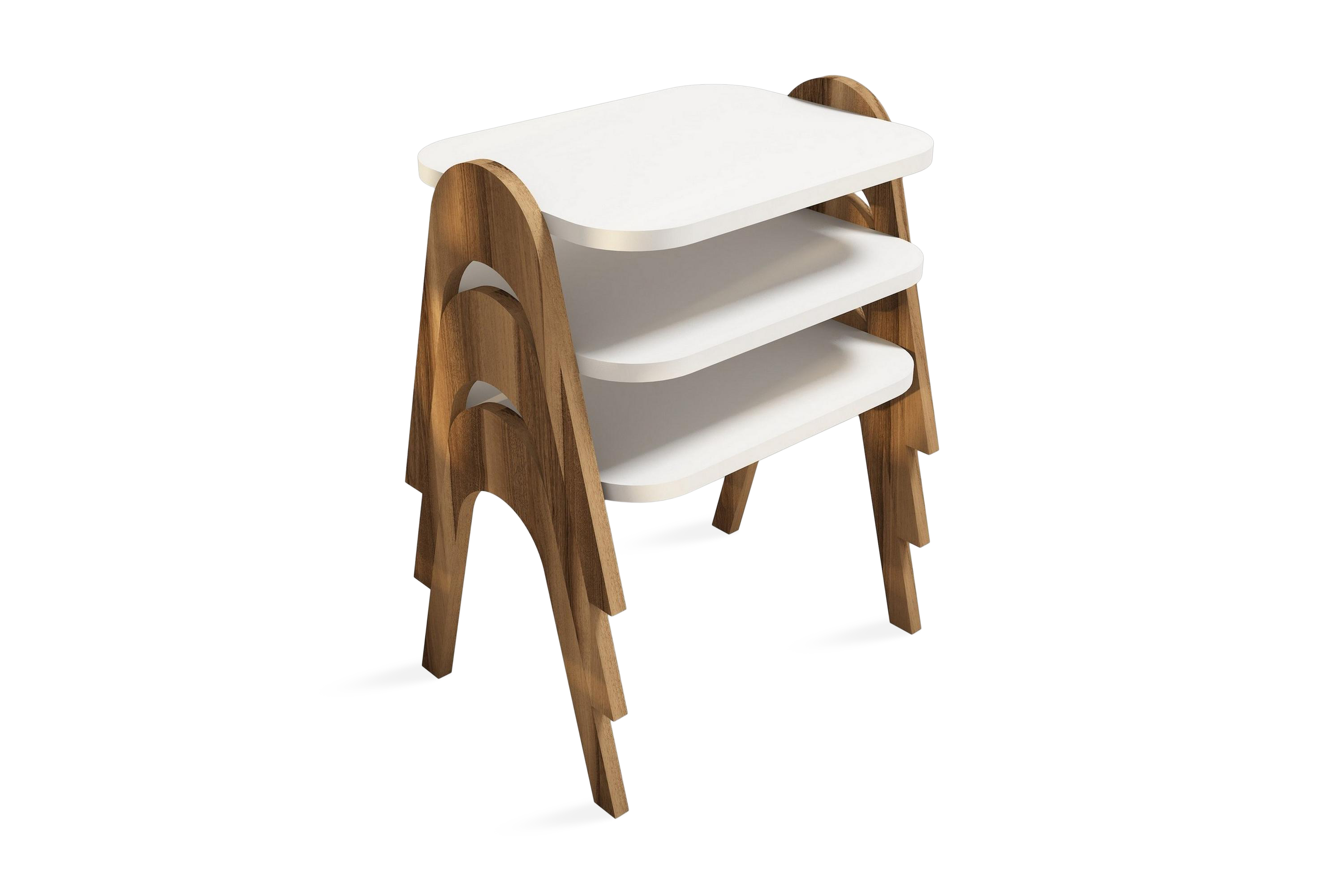 Satsbord Amtorp 49 cm 3 Bord Vit/Brun