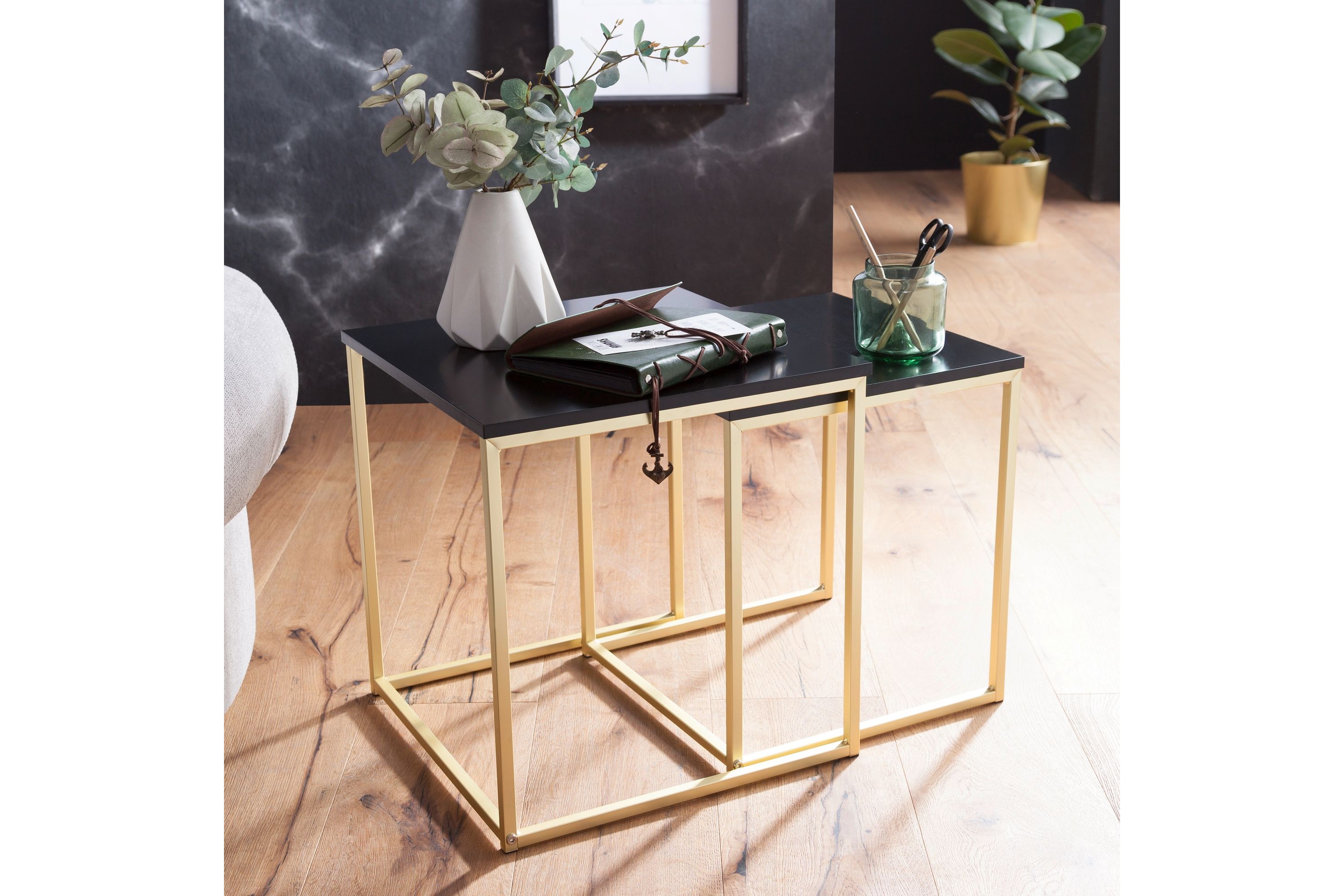 satsbord khamsouk 48 cm 2 bord - svart/guld