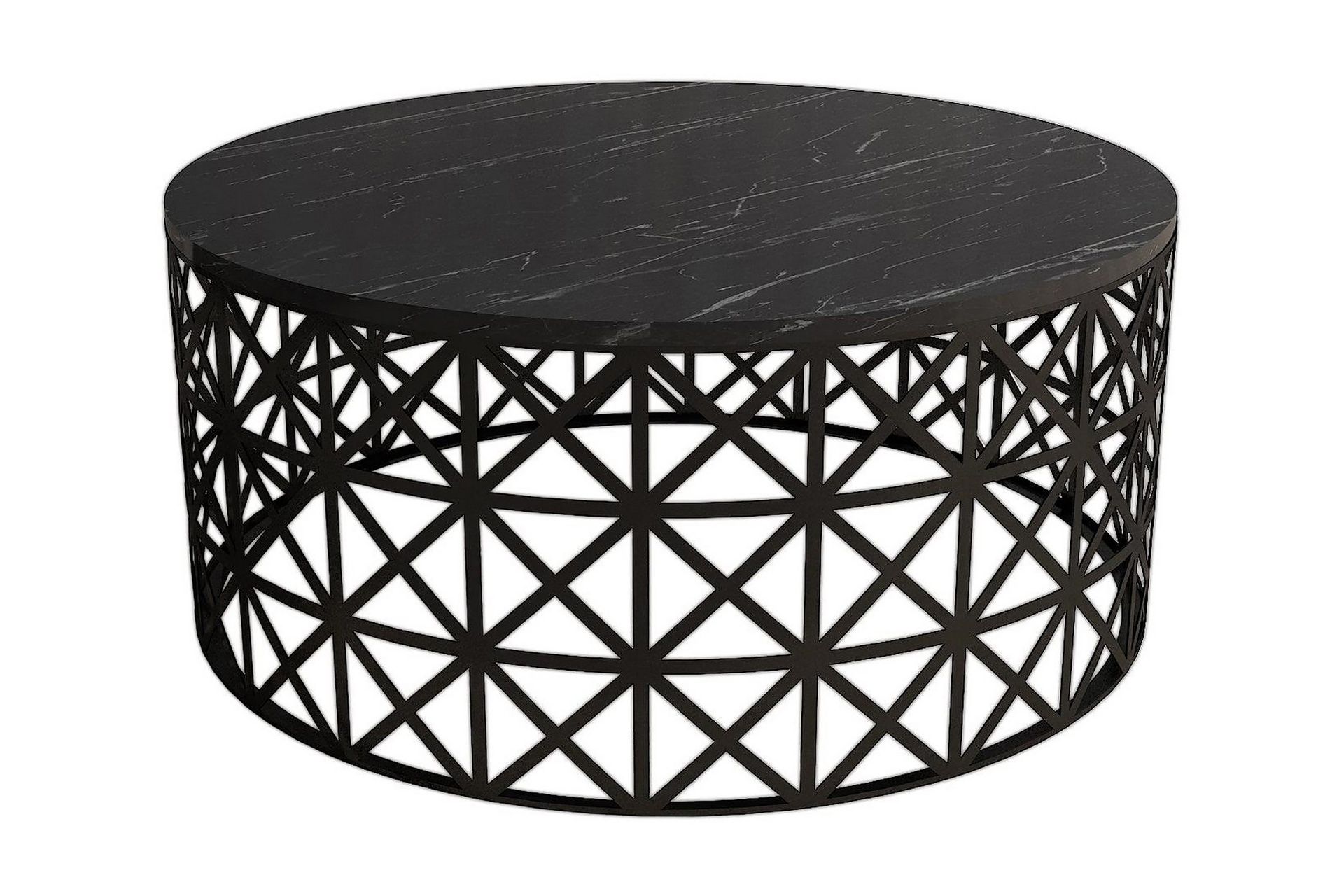 Schammel Soffbord 90 cm Runt Marmormönster - Svart