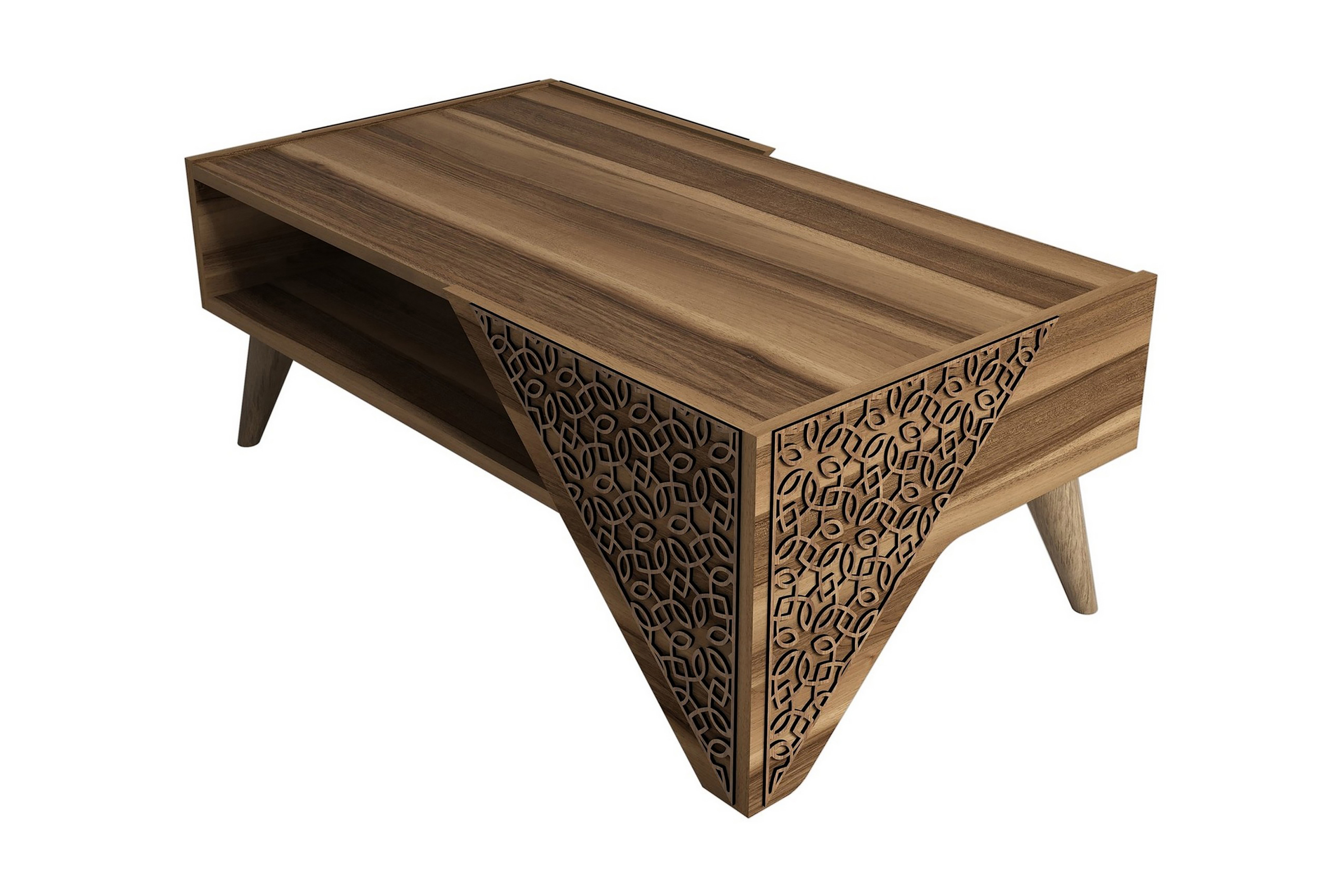 Soffbord Amtorp 105 cm med Förvaring Hylla Blommönster Brun