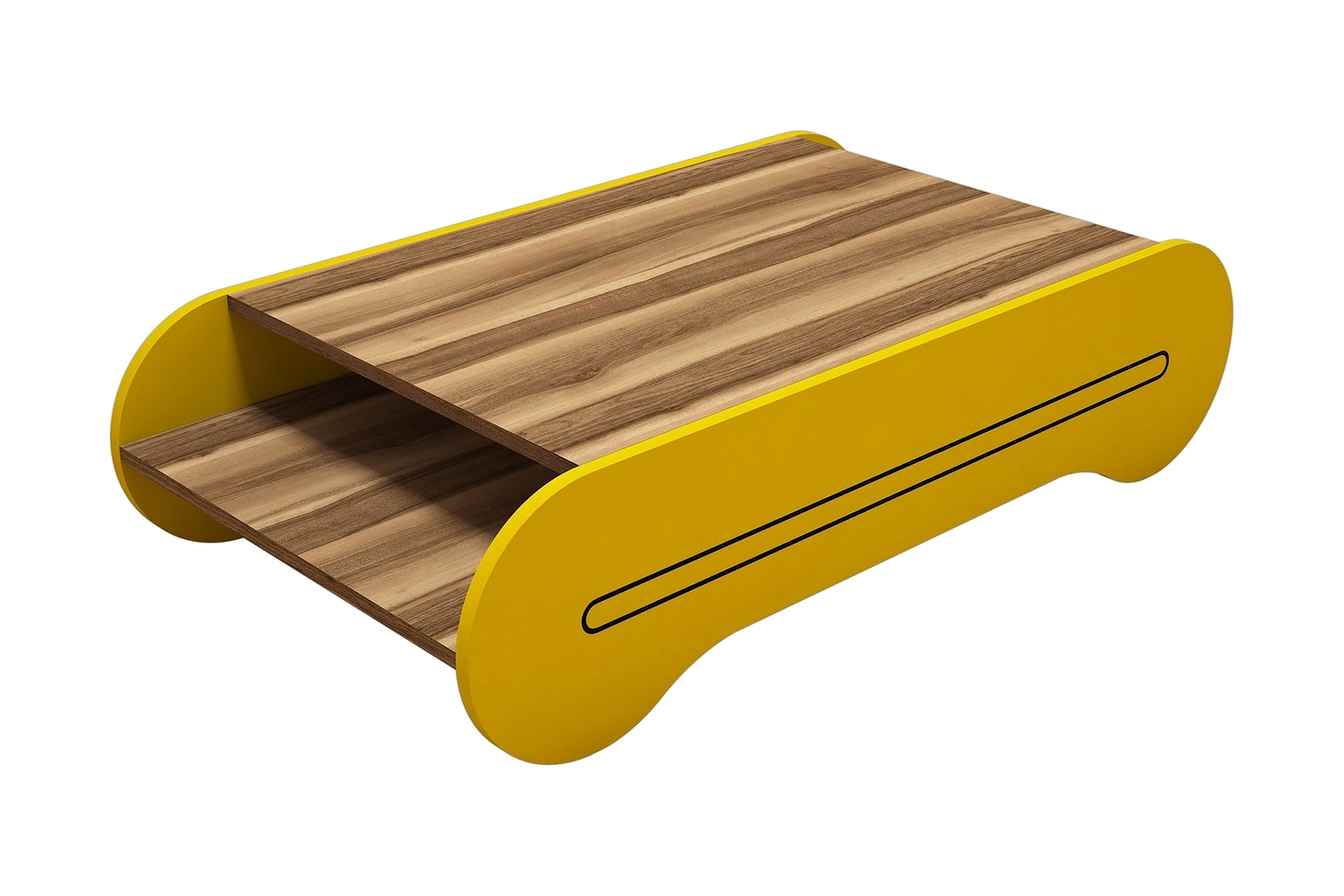 Soffbord Amtorp 120 cm med Förvaring Hylla Brun/Gul