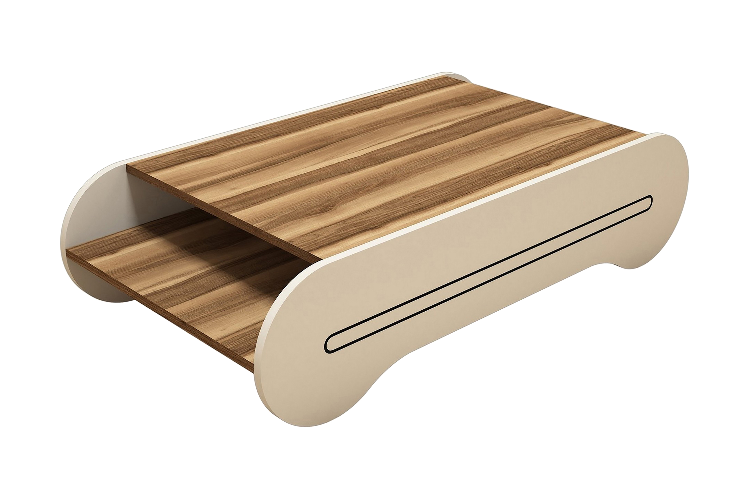 Soffbord Amtorp 120 cm med Förvaring Hylla Brun/Krämvit