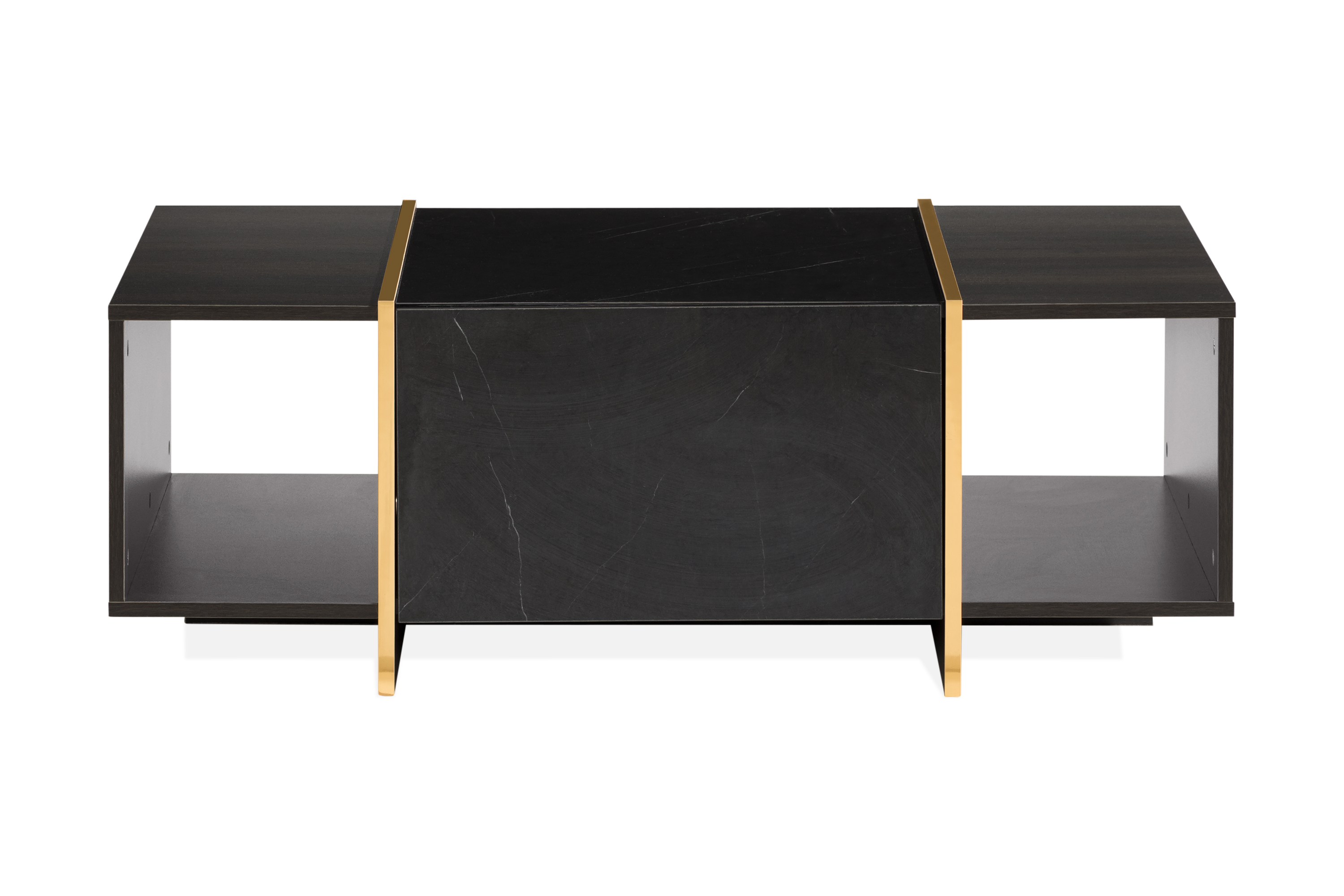 Soffbord Brassington 104 cm med Förvaring Lådor Hyllor Svart/Guld