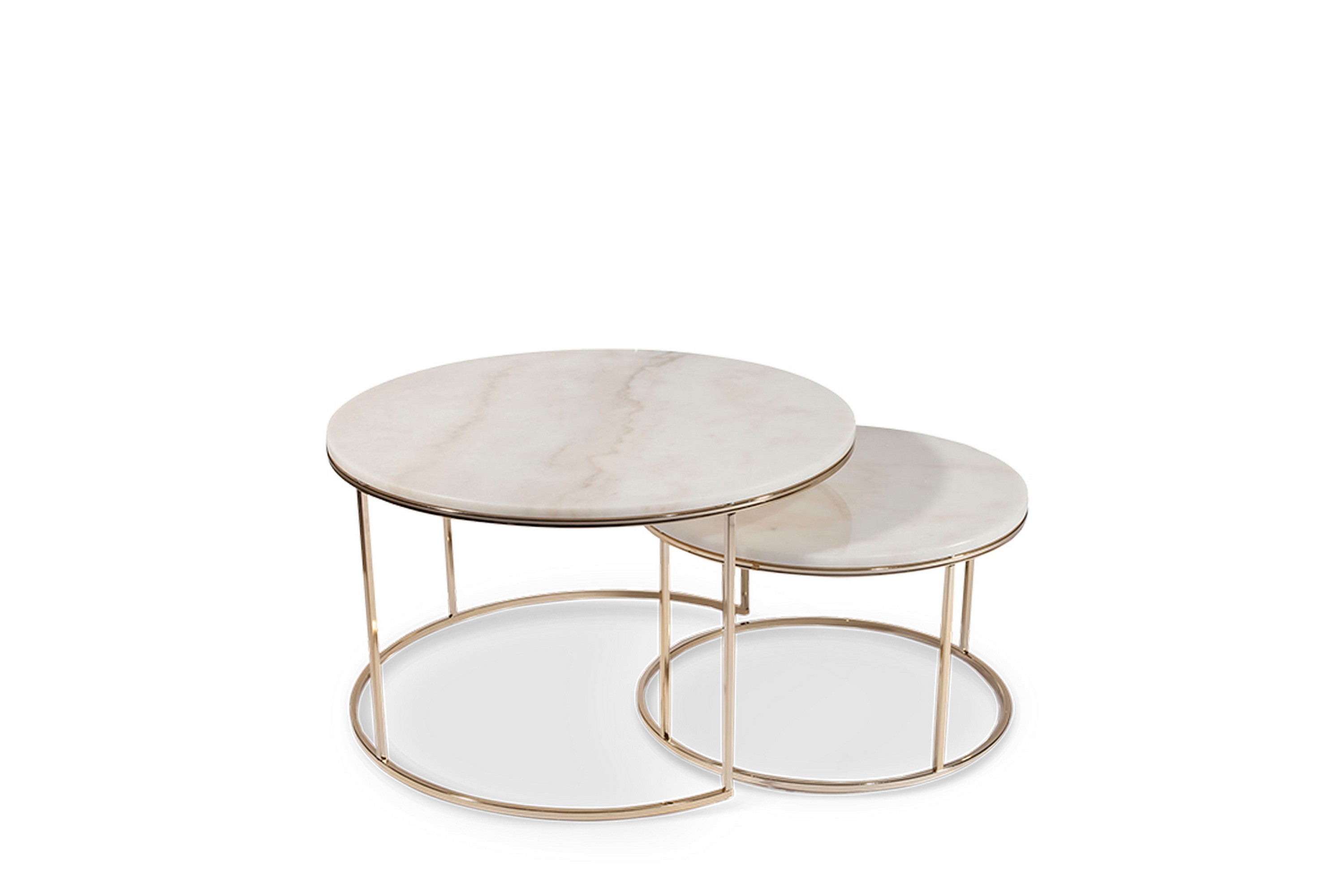 soffbord cairns 80 cm set om 2 runt - marmorchampagne