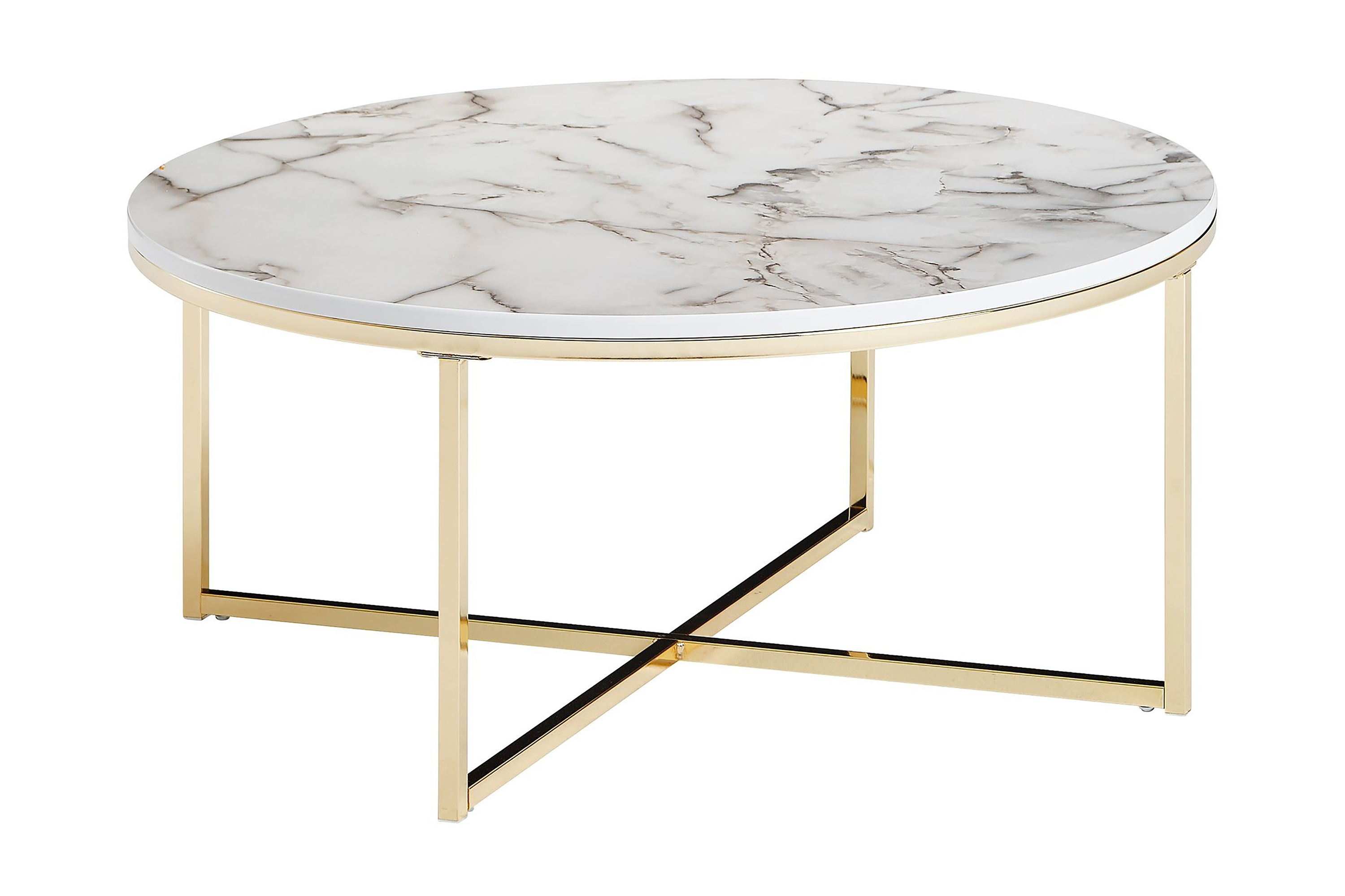 Soffbord Clanton 80 cm Runt Vit/GråGuld