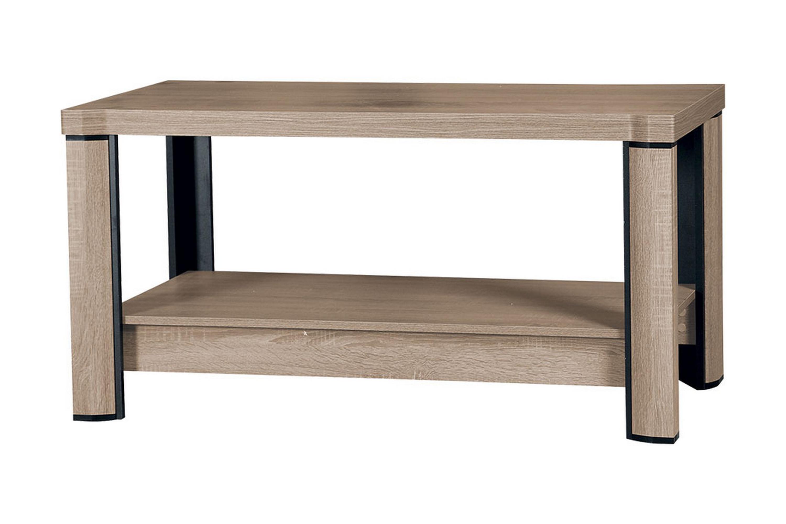 Soffbord Domineck 120 cm med Förvaring Hylla Ekfärg/Beige/Grå