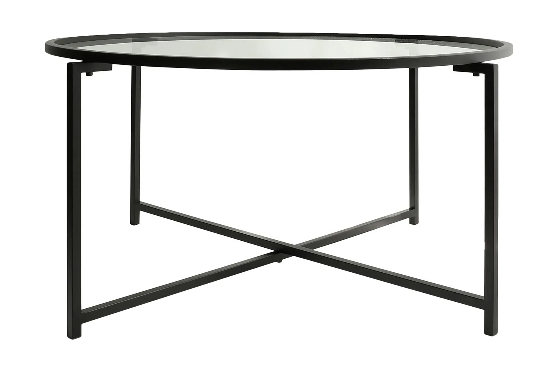 soffbord fyste 83 cm runt - svart/glas