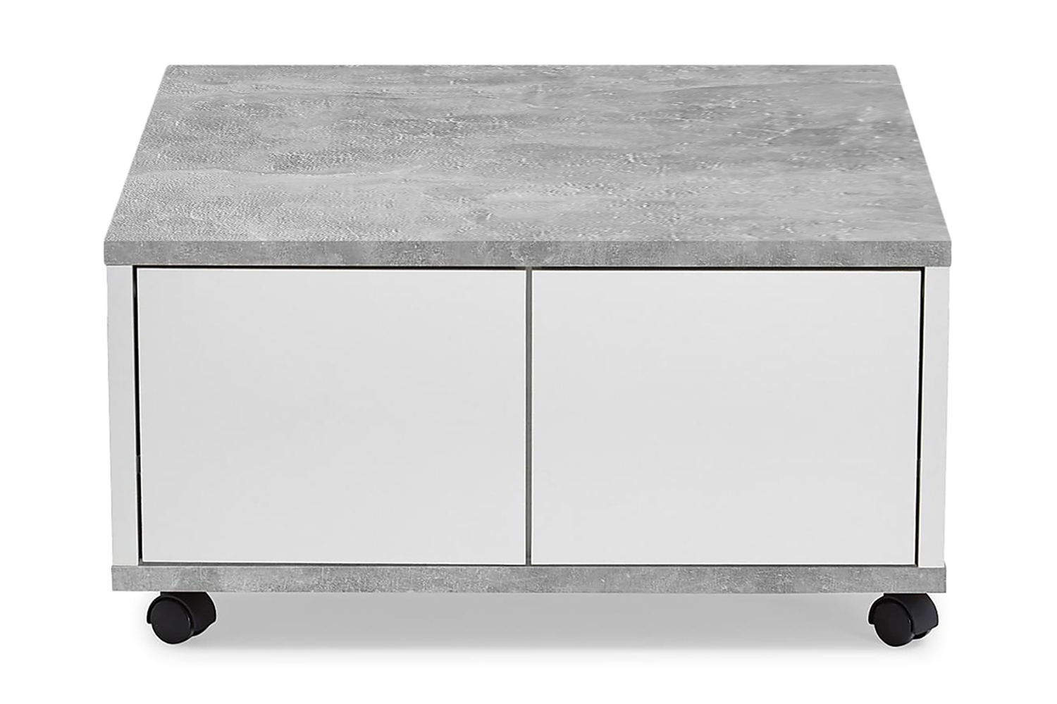 Soffbord Graciete 70 cm med Förvaring Lådor påHjul Vit/Betonggrå