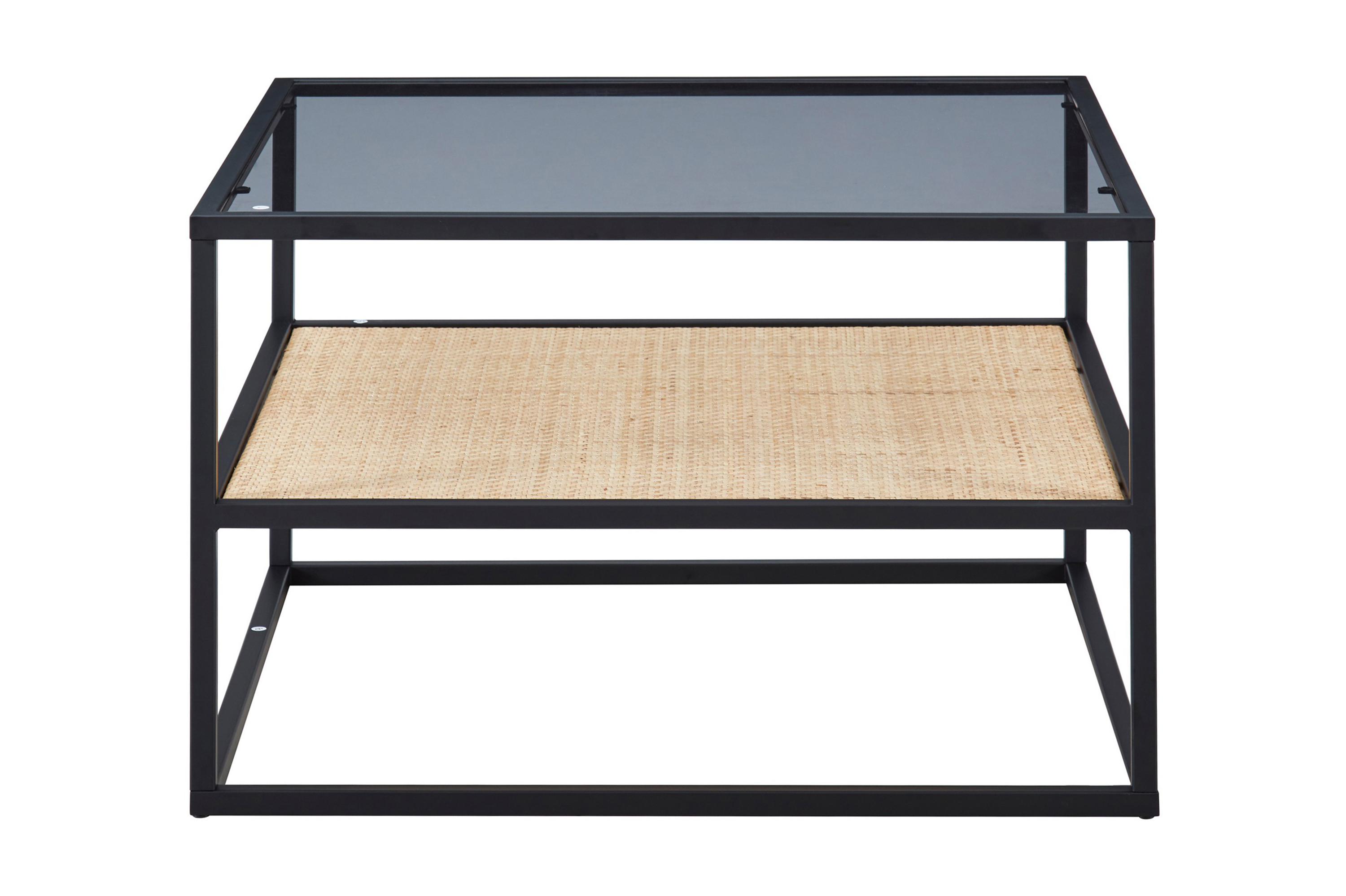 Soffbord Gryttom 75 cm med Förvaring Hylla Glas/Rotting/Svart