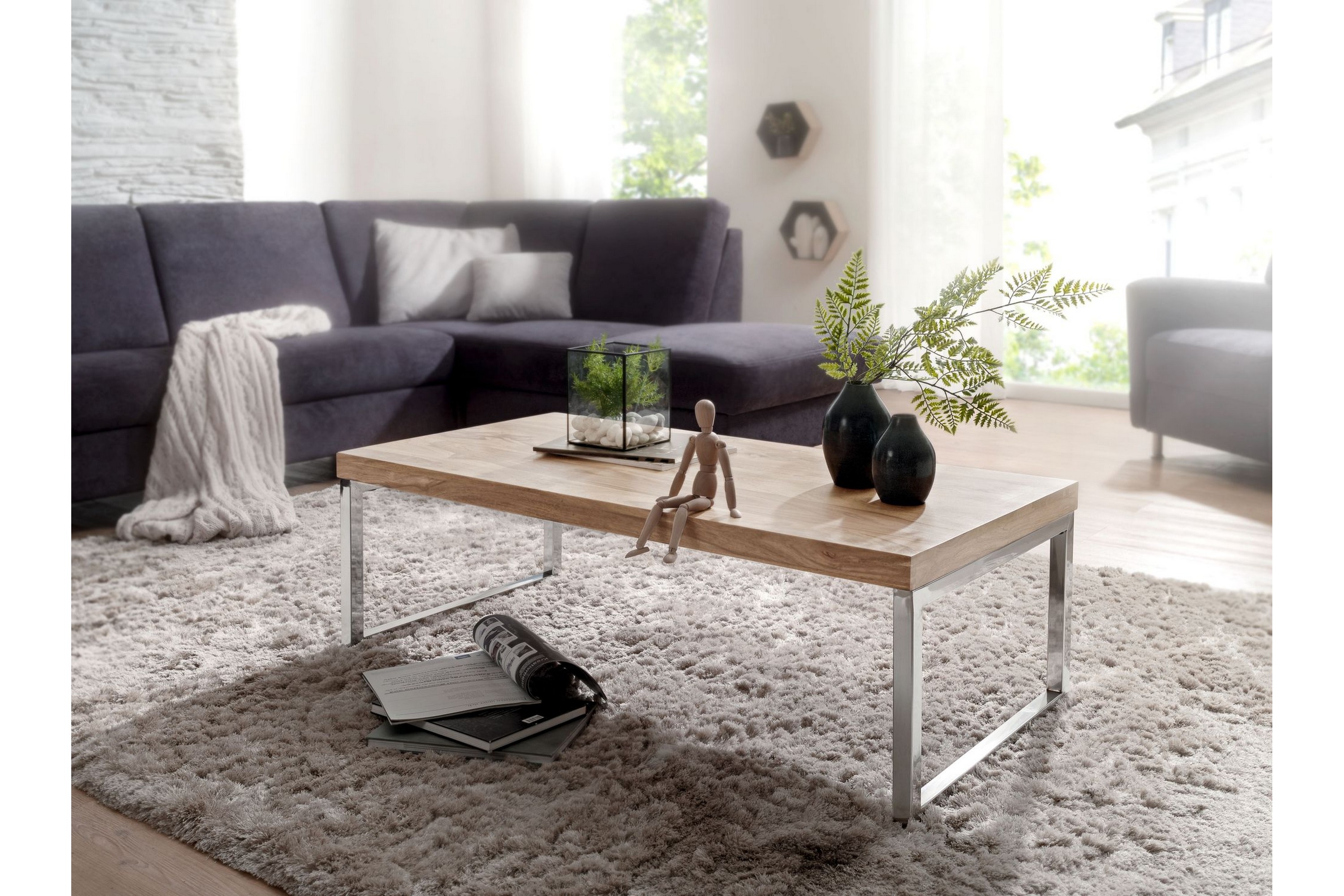 Soffbord Hocevar 120 cm Akacia/Krom