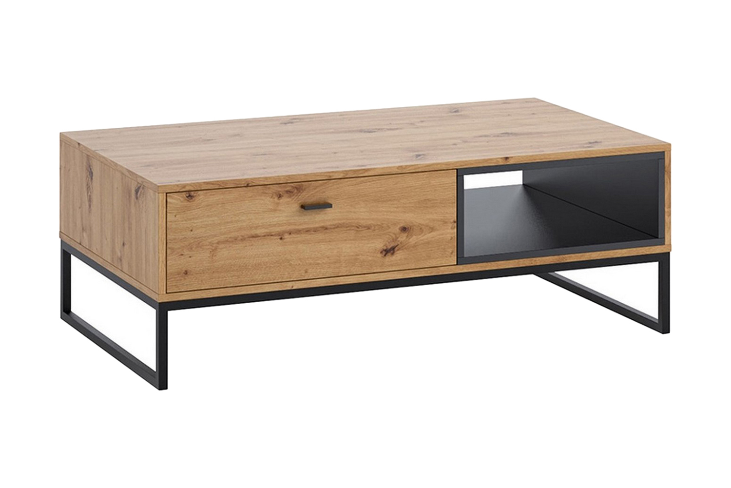 Soffbord Kahambwe 120 cm med Förvaring Låda Hylla Natur/Svart