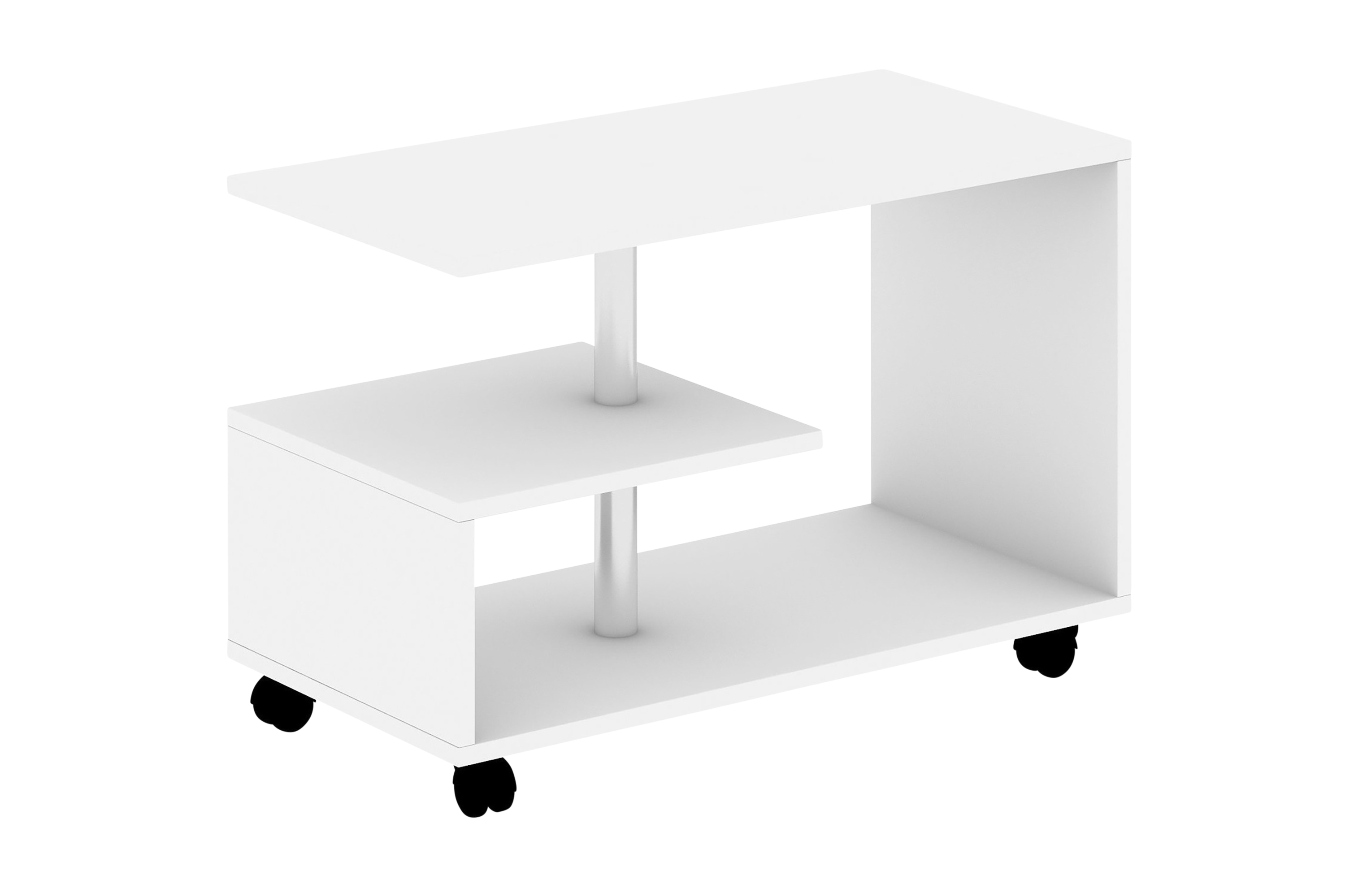 Soffbord Lalenius 80 cm med Förvaring Hylla påHjul Vit