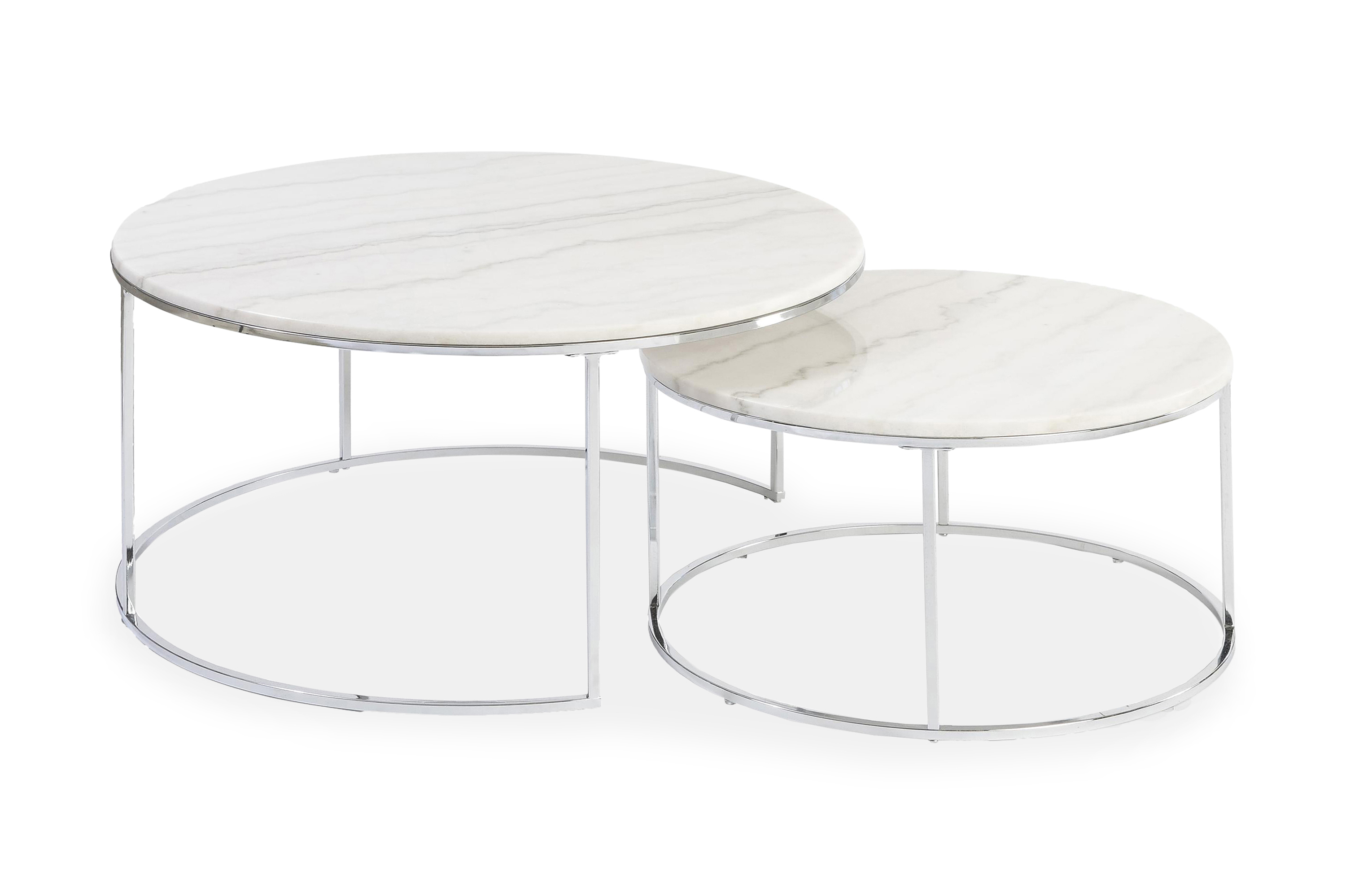 Soffbord Lormont 2-pack 60\80 cm Krom/Ljus Marmor Stenexpo