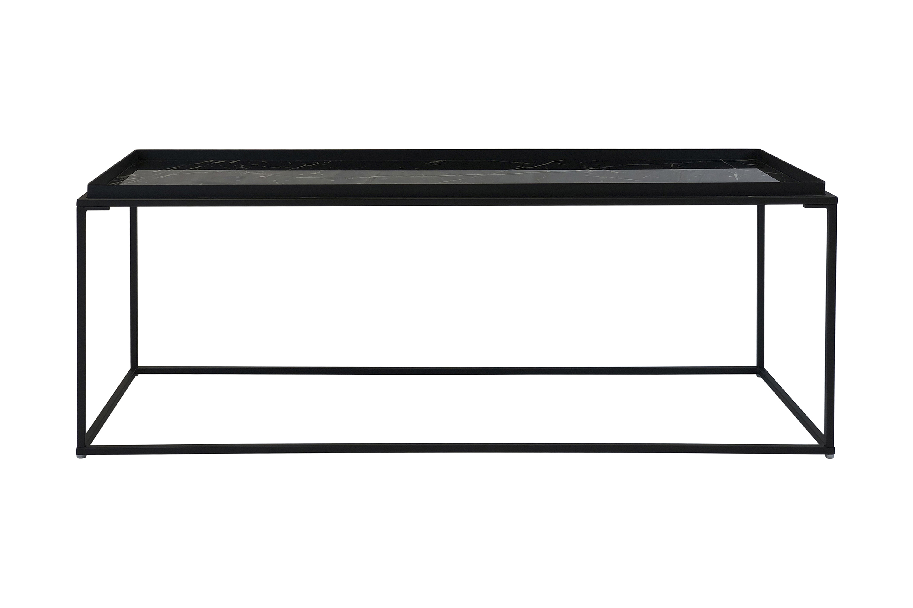 Soffbord Lyness 122 cm Marmormönster Glas/Svart