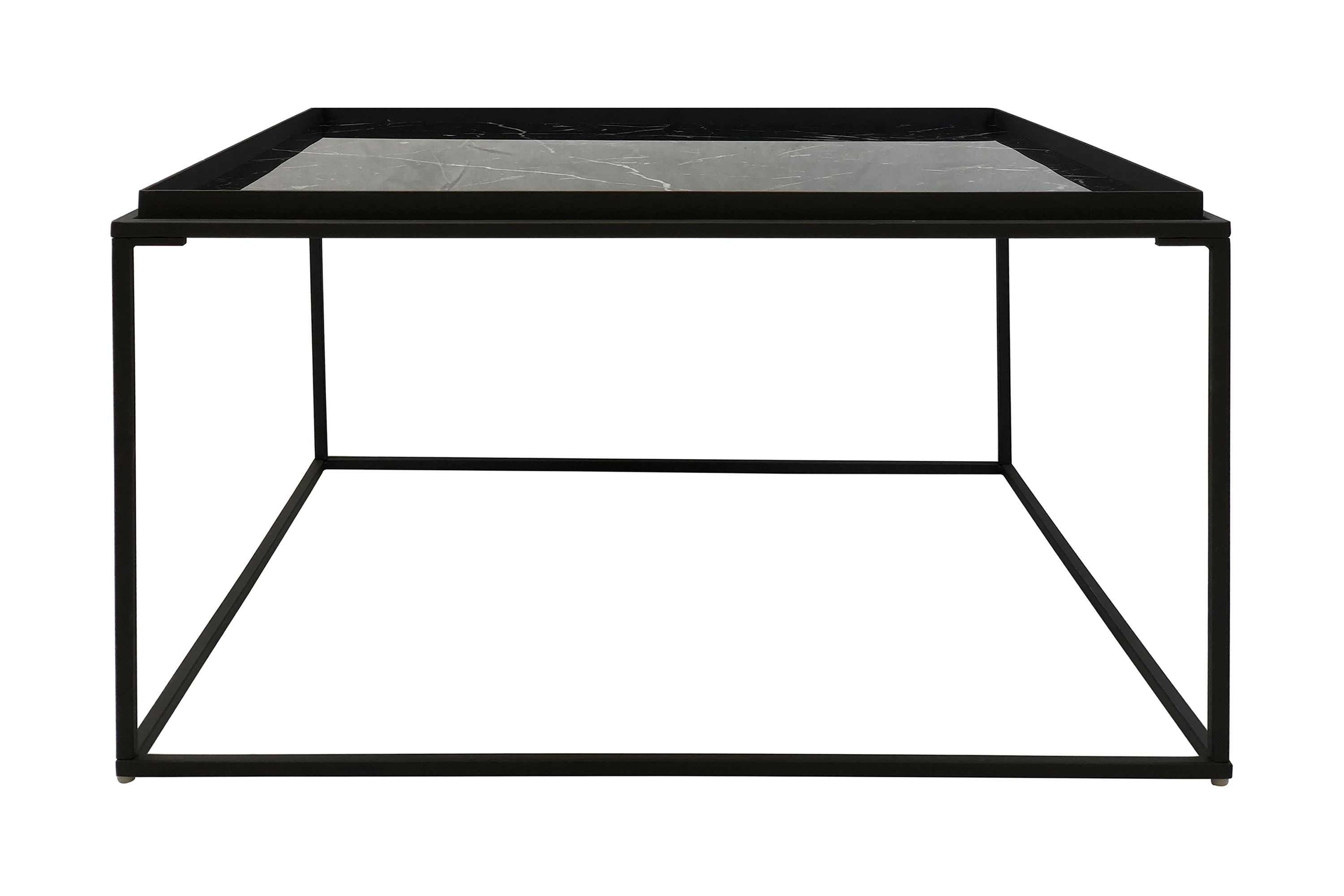 Soffbord Lyness 80 cm Marmormönster Kvadratisk Svart