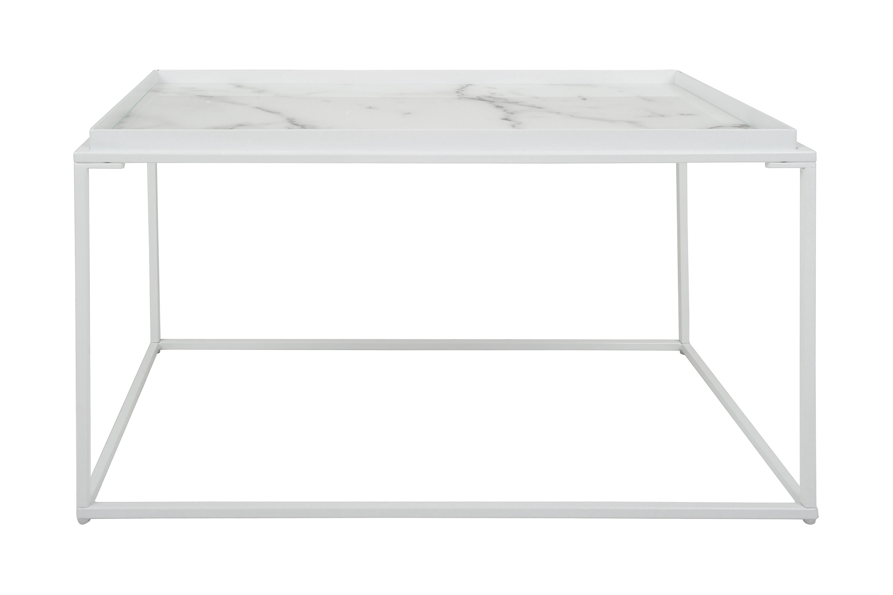 Soffbord Lyness 80 cm Marmormönster Rektangulär Vit