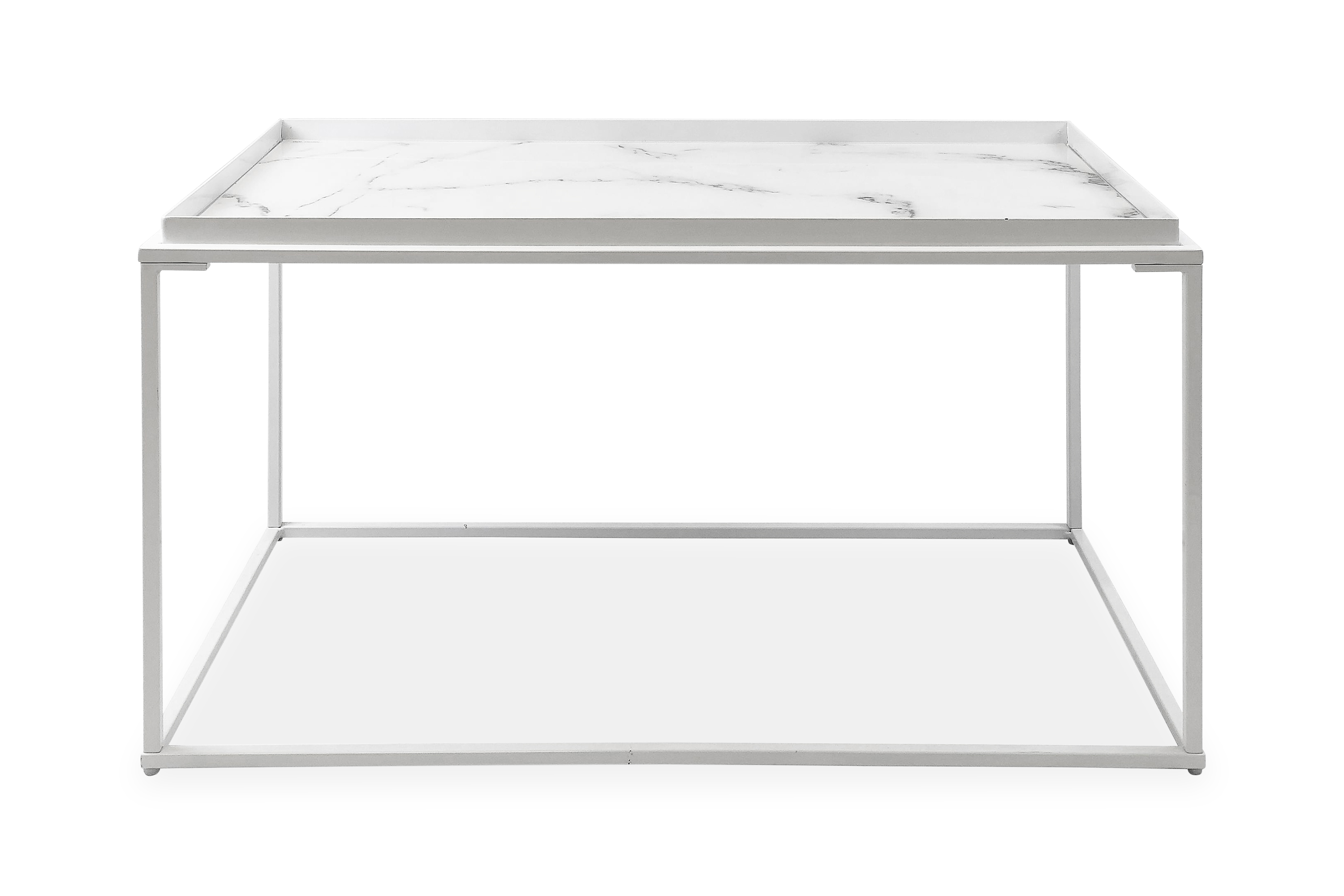 Soffbord Lyness 80 cm Marmormönster Rektangulär Vit/Brun