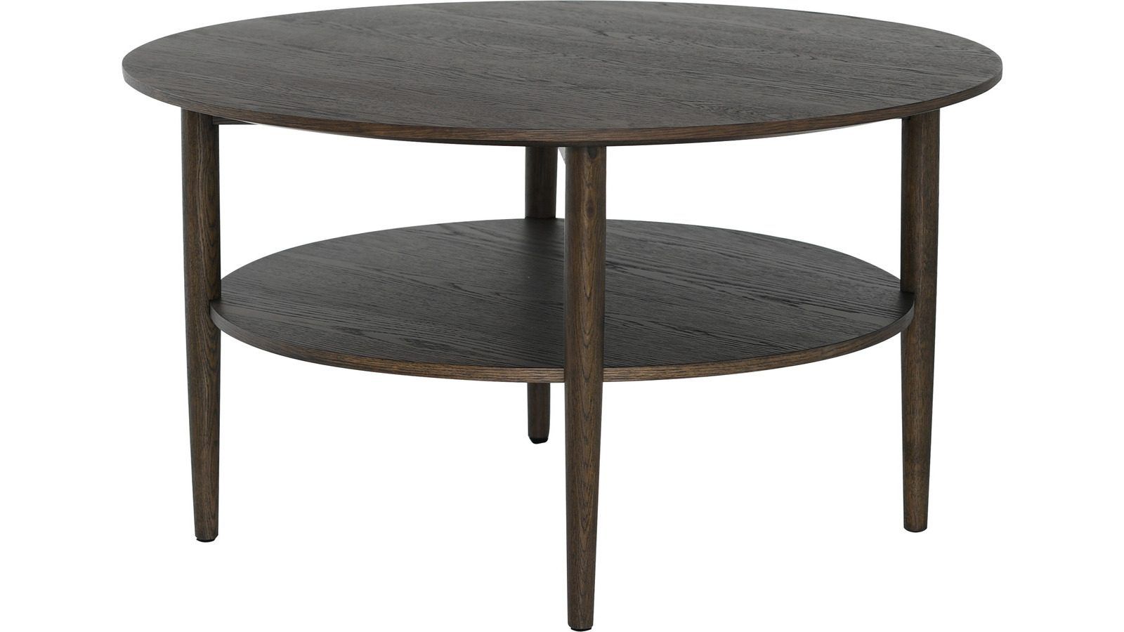 Soffbord Ravik med Hylla Ø90 cm - Brun