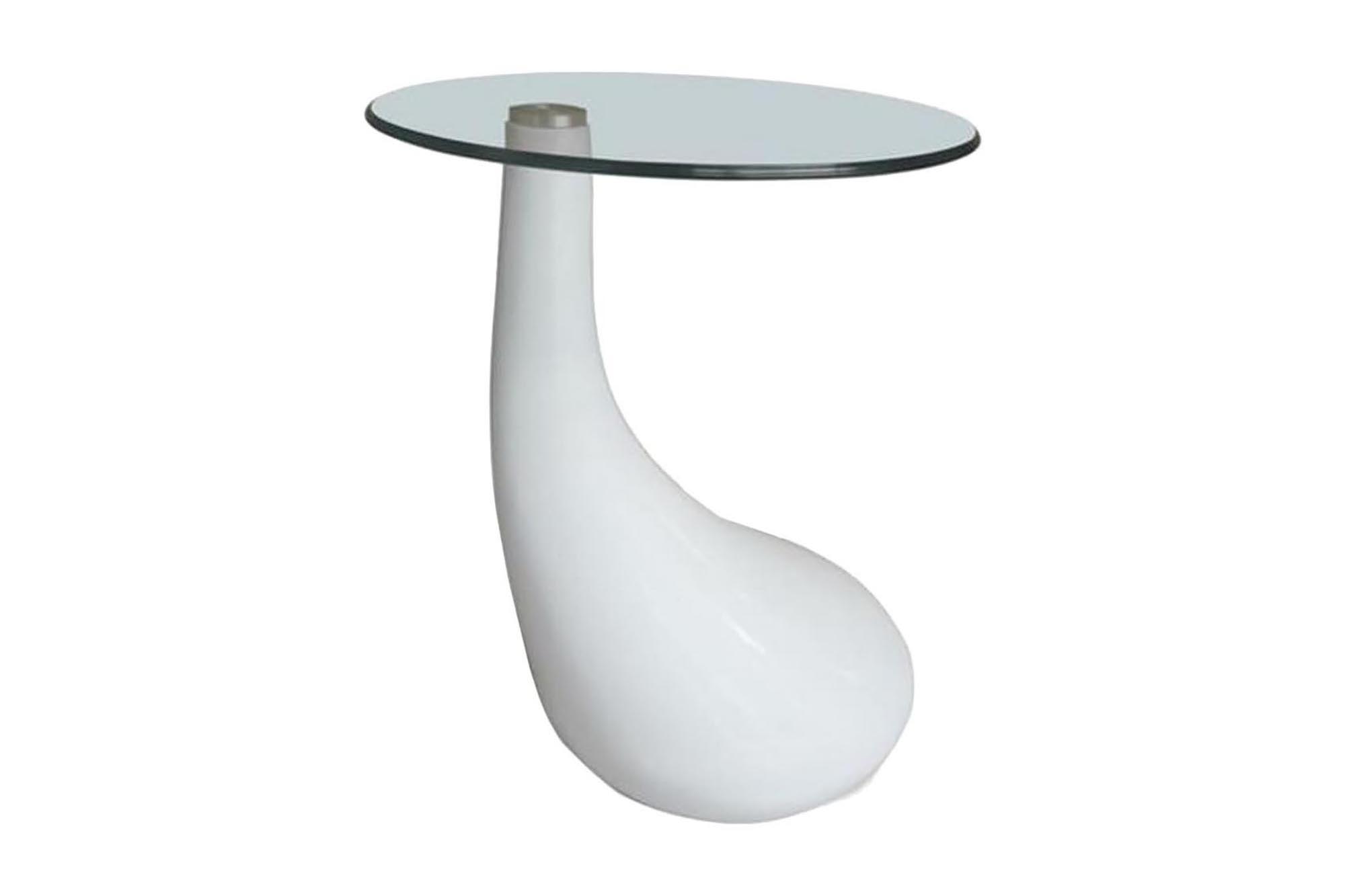 Soffbord med rund bordsskiva glas högglans vit - Vit 240320