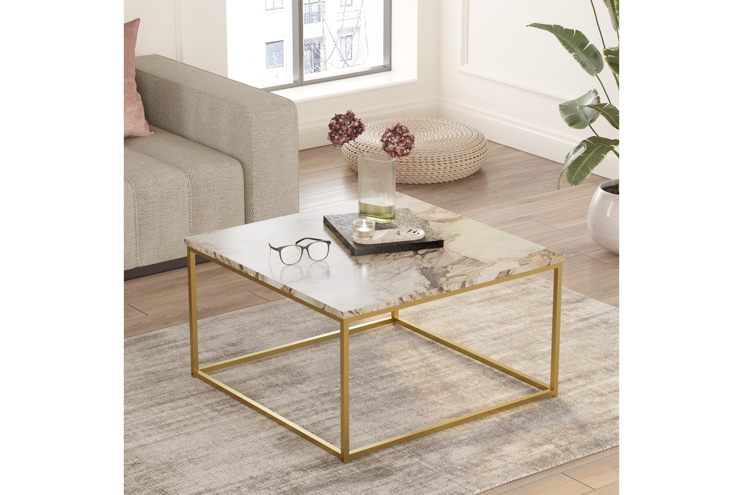 Soffbord Nadu 72 cm Guld/Vit