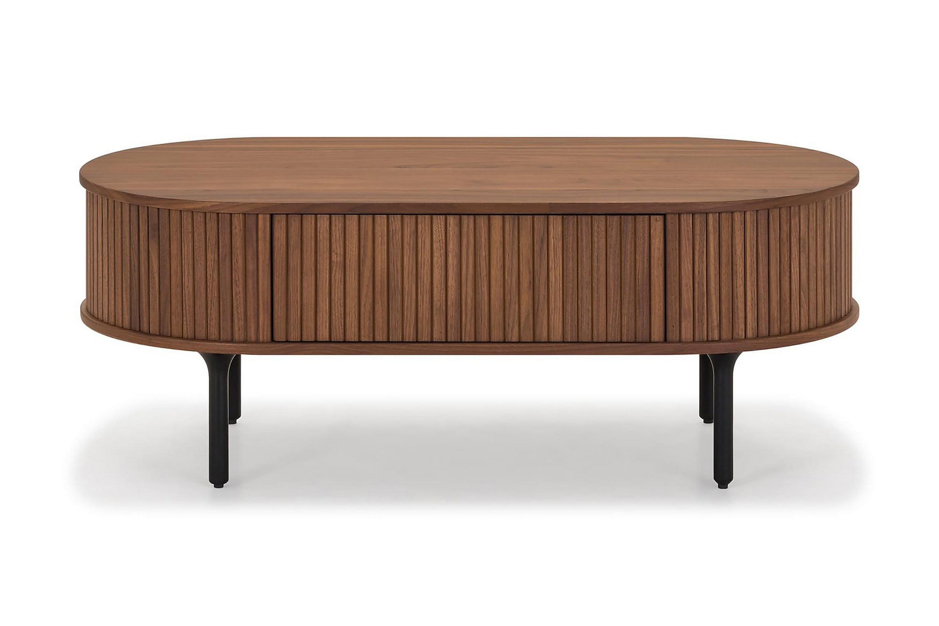 Soffbord Neandir 118 cm Ovalt med Förvaring Låda Massiv Valnöt/Svart