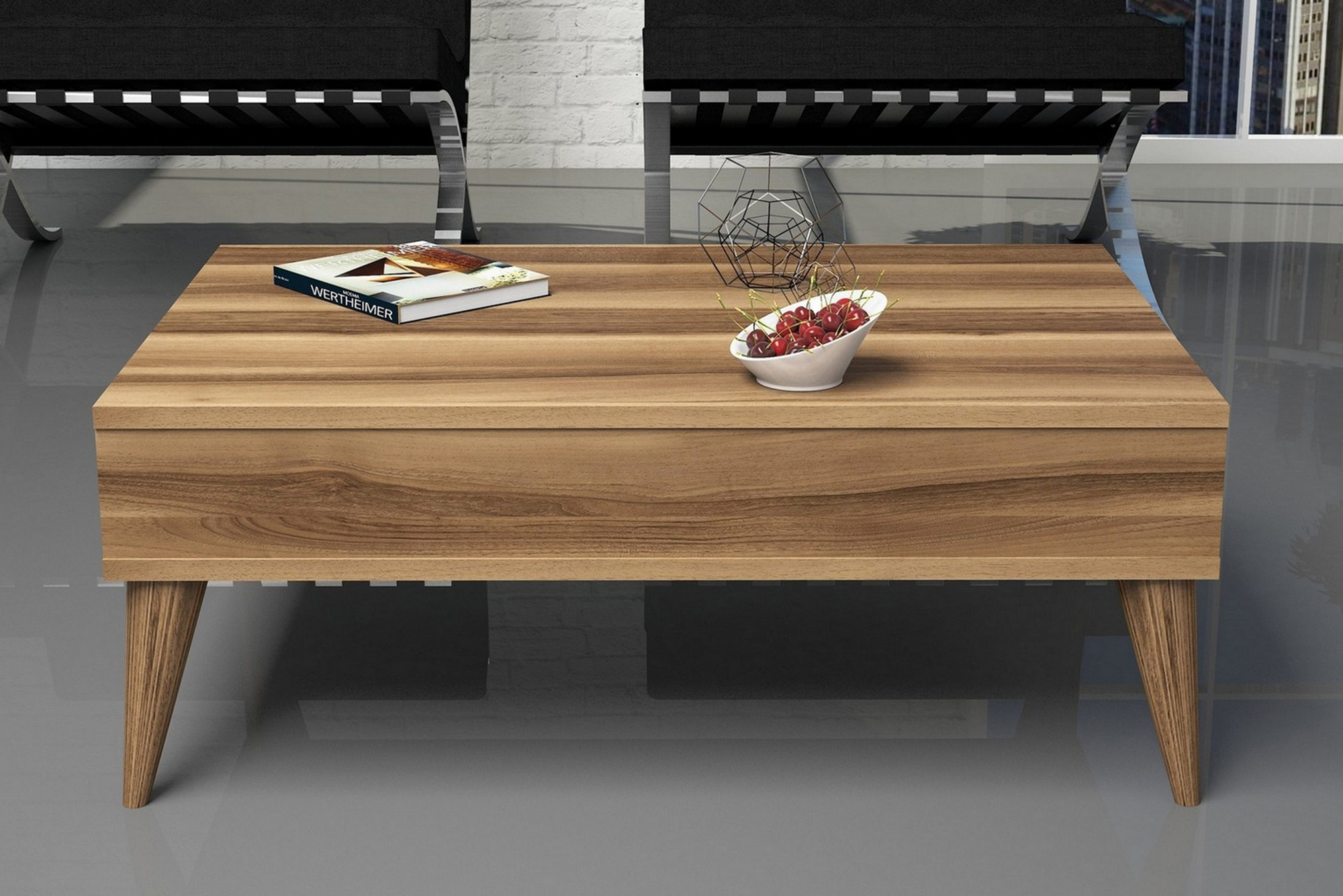 Soffbord Nyarai 90 cm med Förvaring Hylla Valnötsbrun