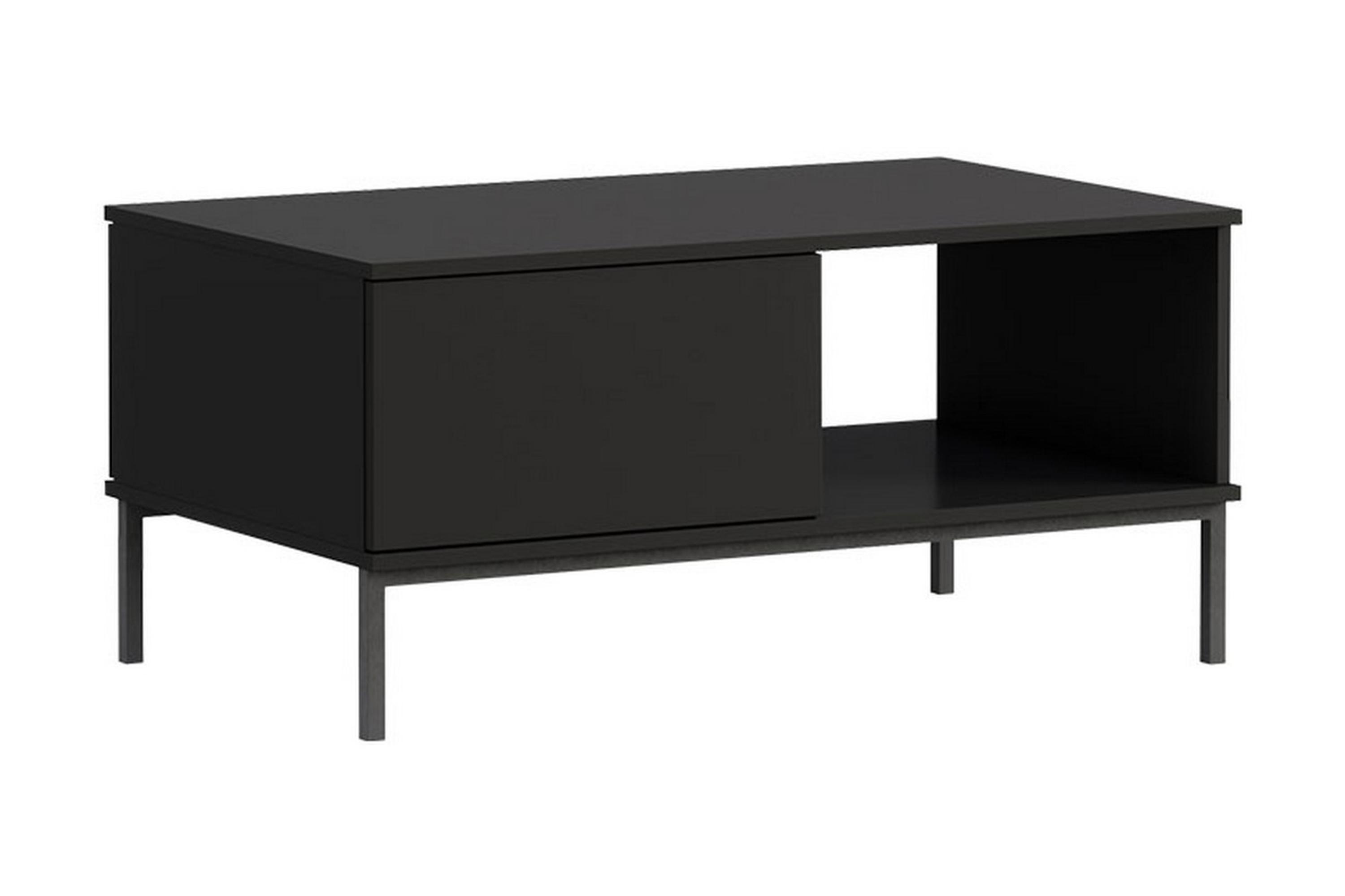 Soffbord Quertas 100 cm med Förvaring Hylla Låda Svart