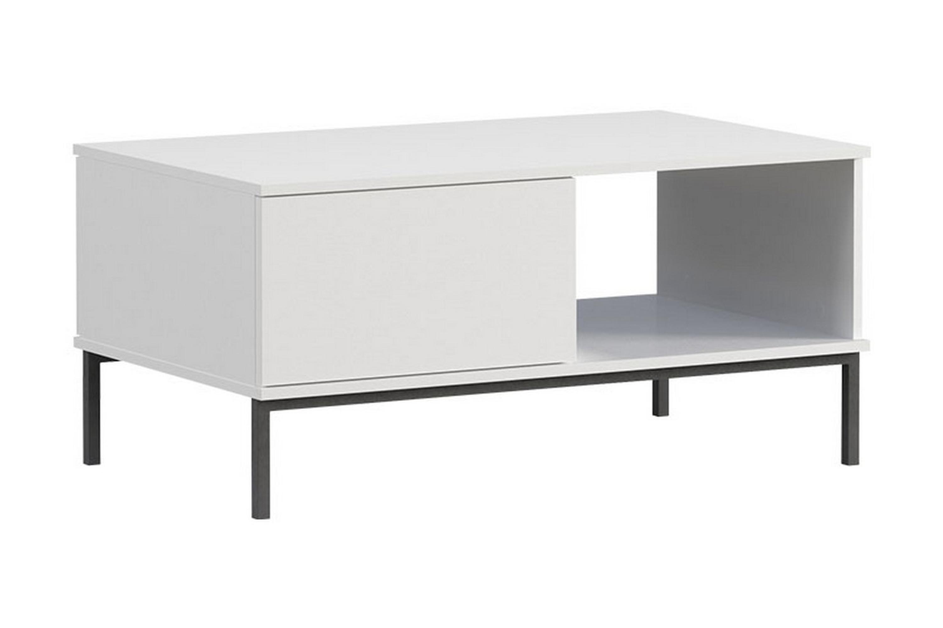 Soffbord Quertas 100 cm med Förvaring Hylla Låda Vit/Svart
