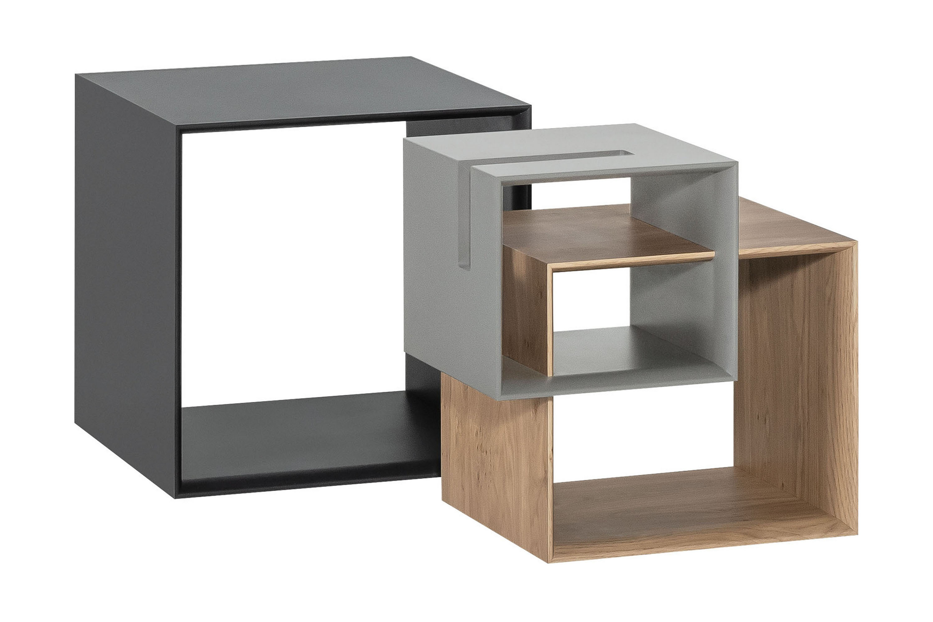 soffbord ribbon 90 cm med förvaring hylla natur/grå - vox