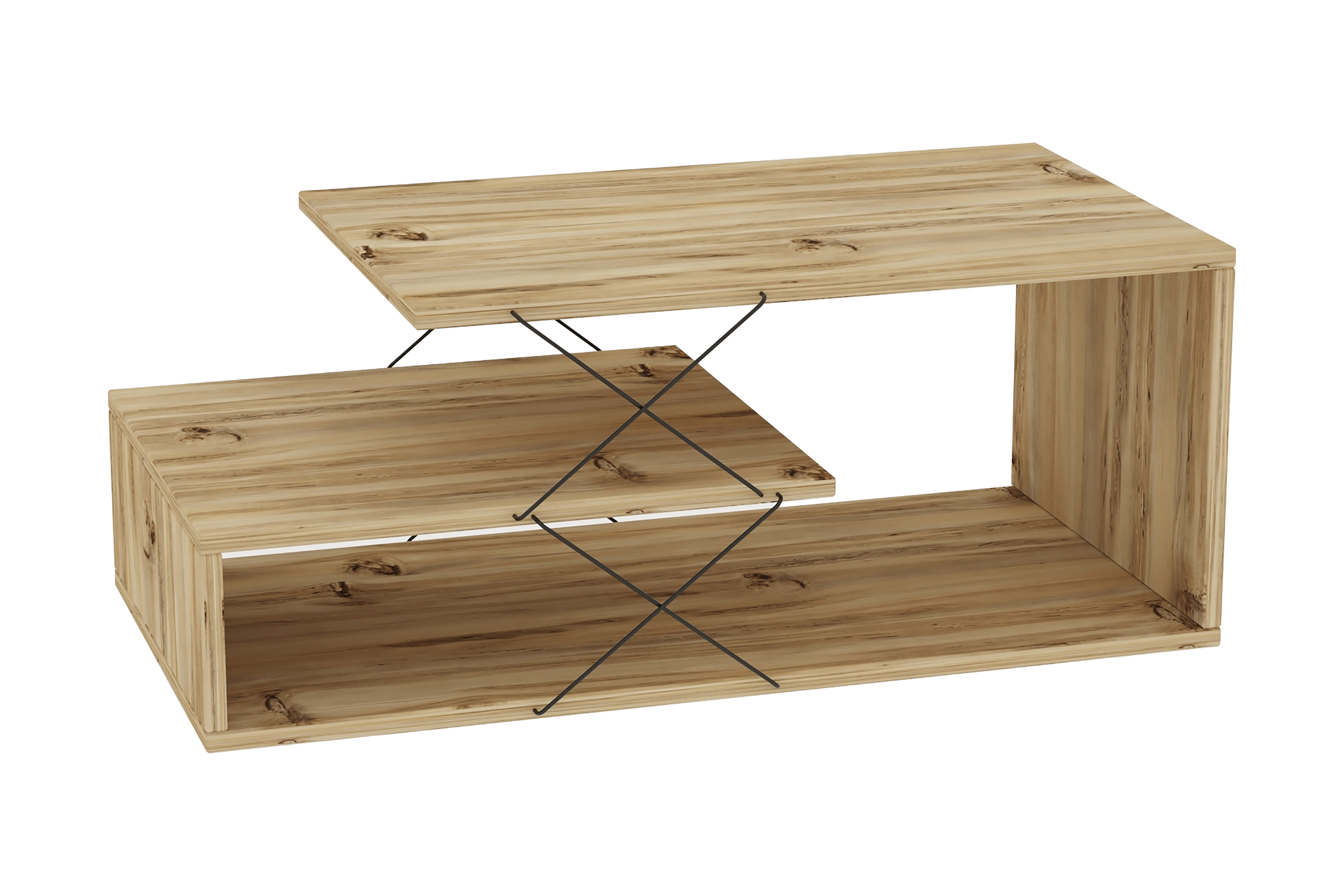 Soffbord Riyana 100 cm med Förvaring Hylla Natur/Brun/Svart