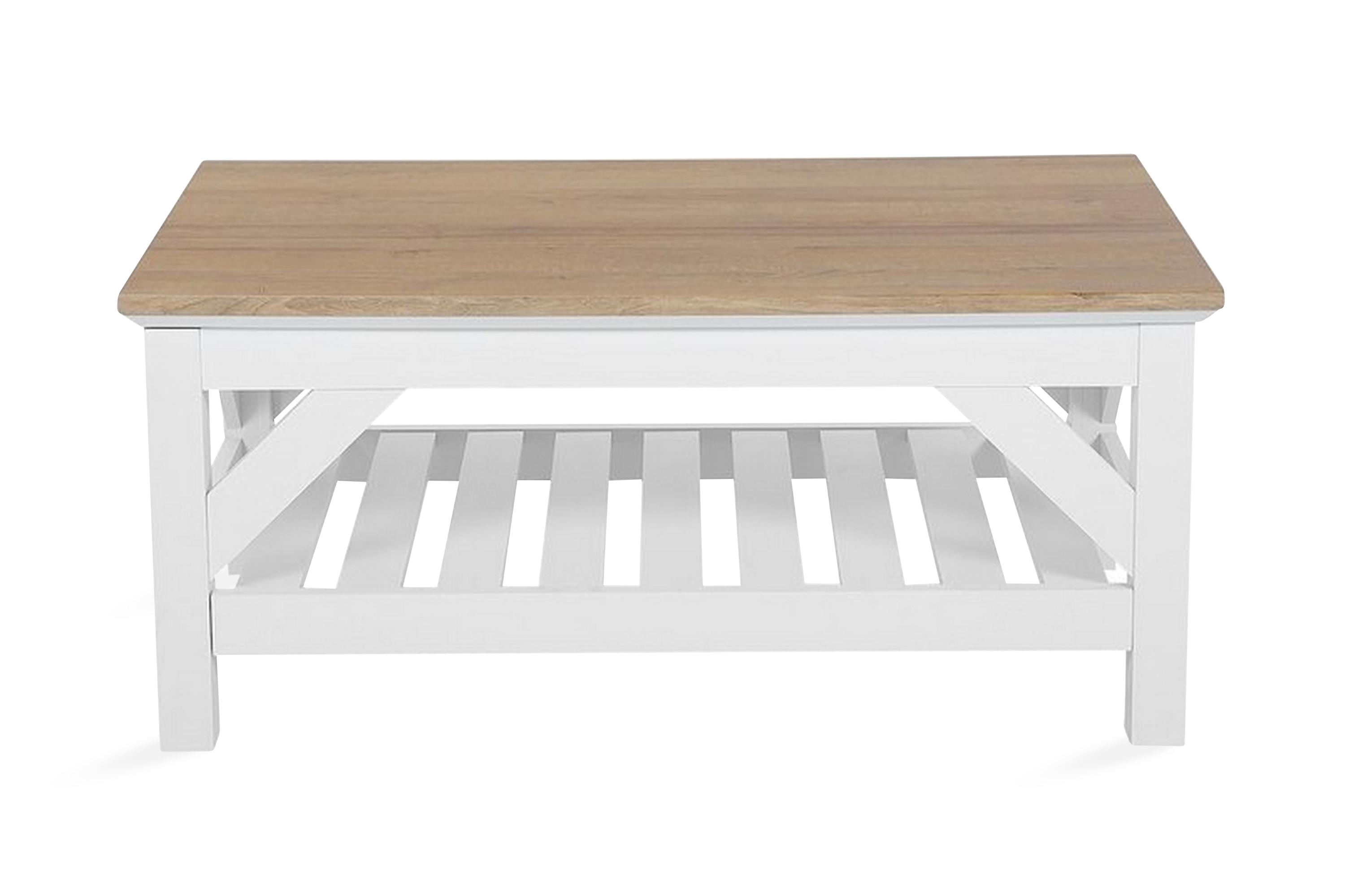 Soffbord Savanur 101 cm med Förvaring Hylla Ljusbrun/Vit