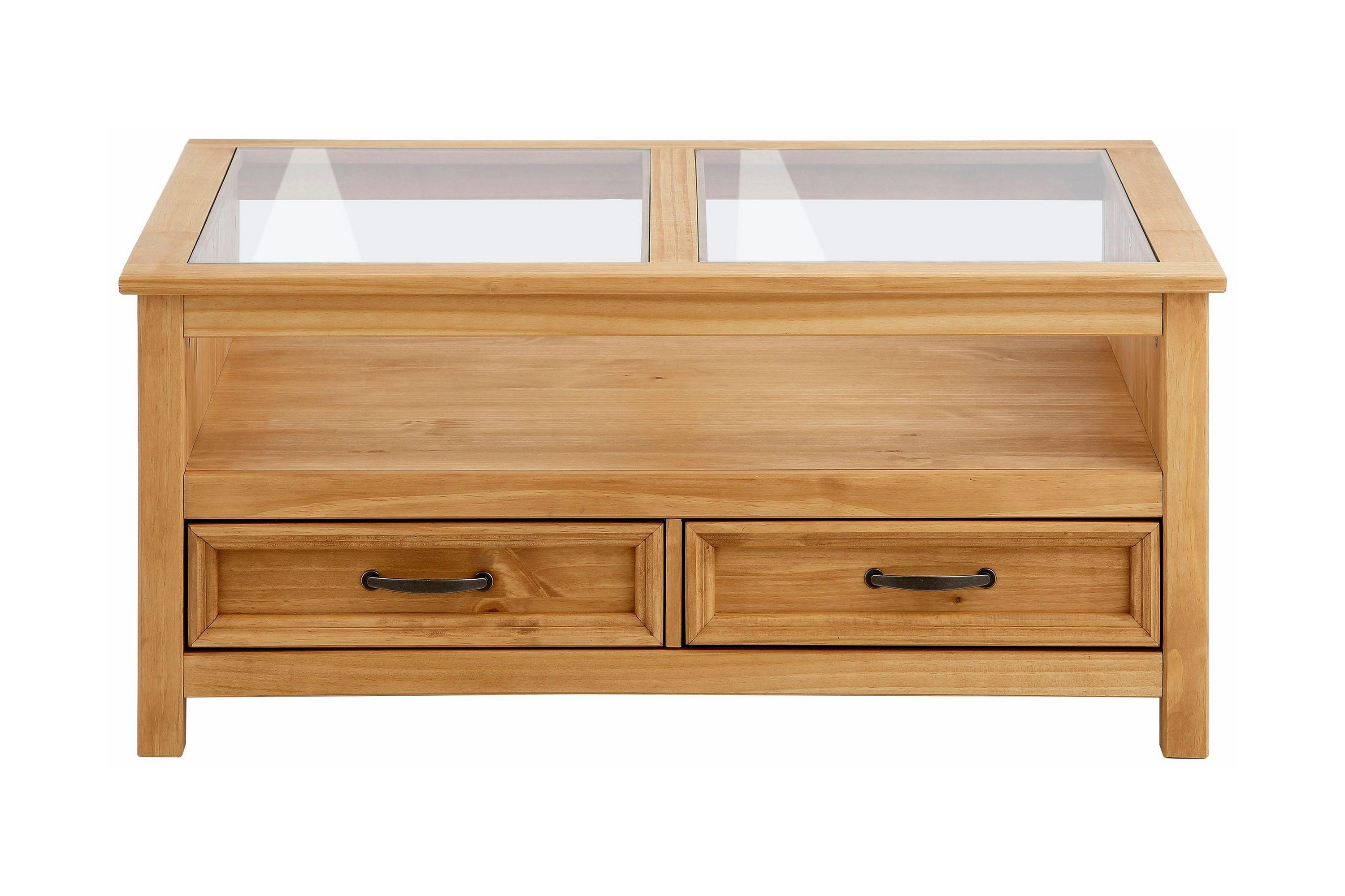 Soffbord Sedina 100 cm med Förvaring 2 Lådor Hylla Glas/Brun