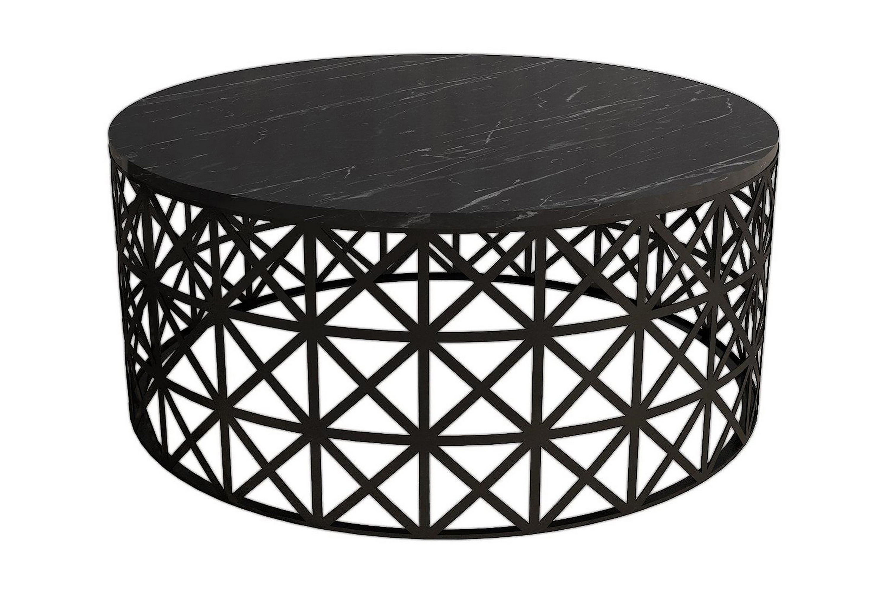 Soffbord Sipila 90 cm Runt Marmormönster Svart