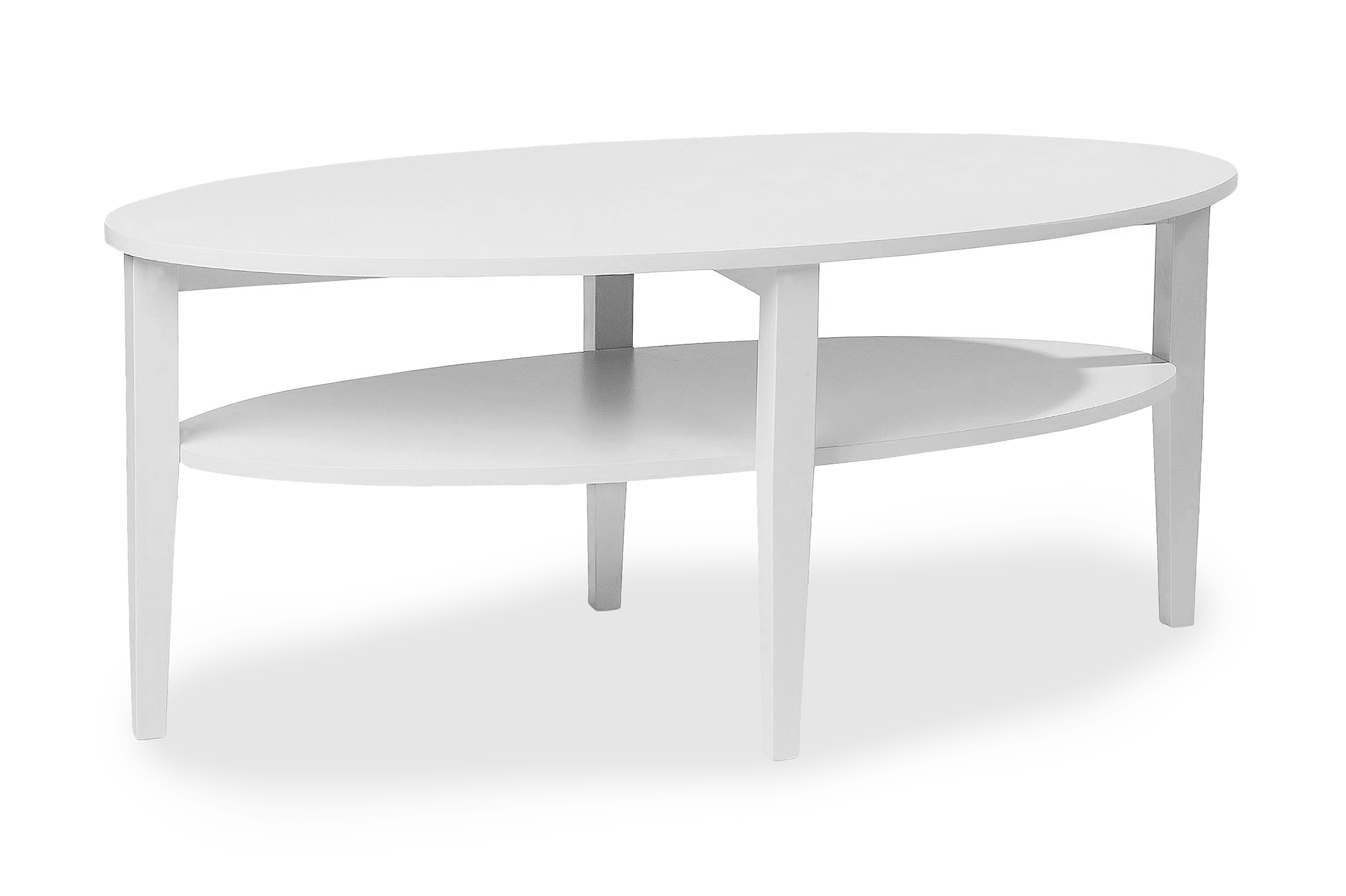 Soffbord Svedjan 120 cm Ovalt med Förvaring Hylla Vit Vit