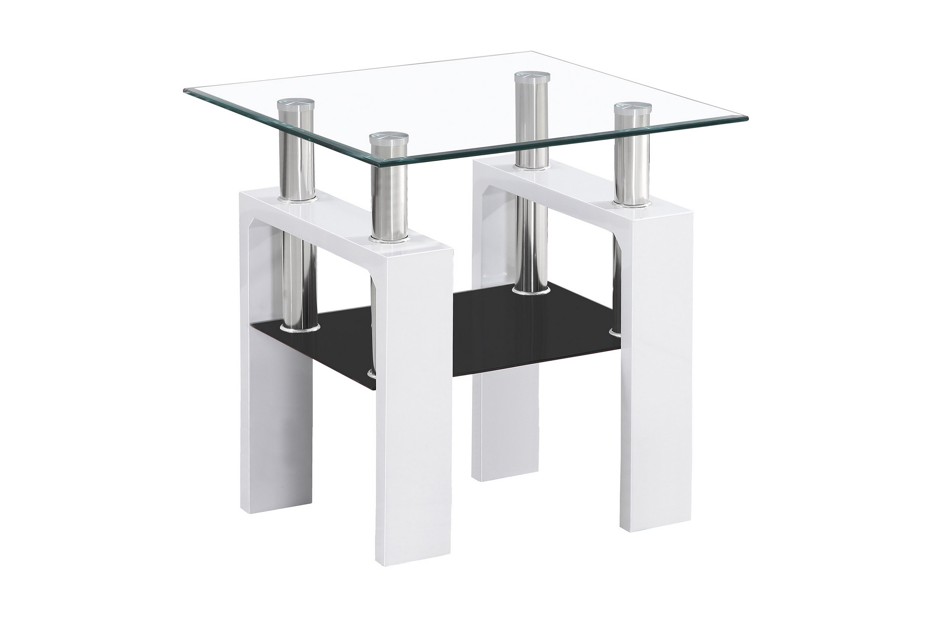Soffbord Syalets D 60 cm med Förvaring Hylla Glas/Vit