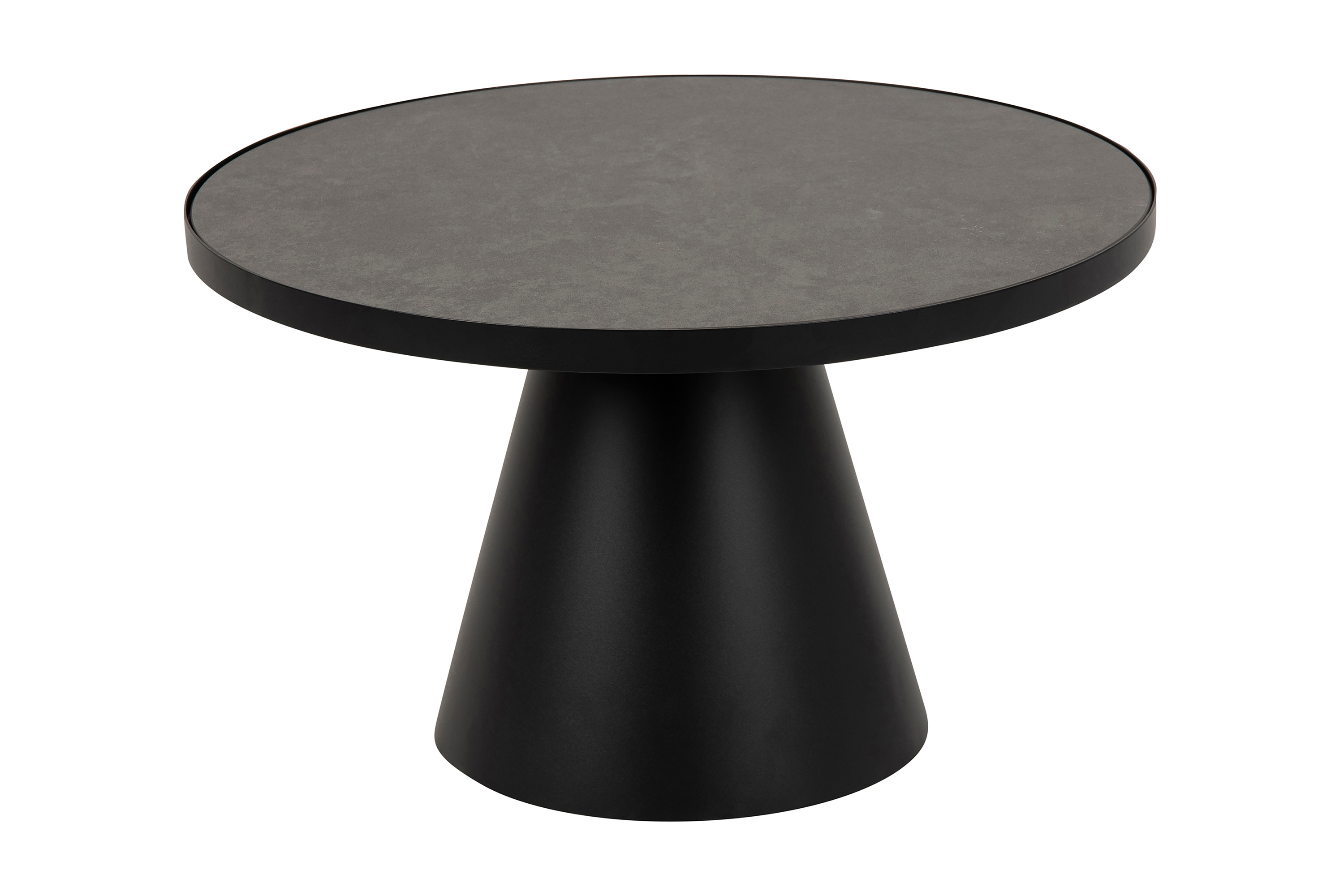 Soffbord Takanli Förlängingsbart 66 cm Runt Glas/Svart/Matt Svart