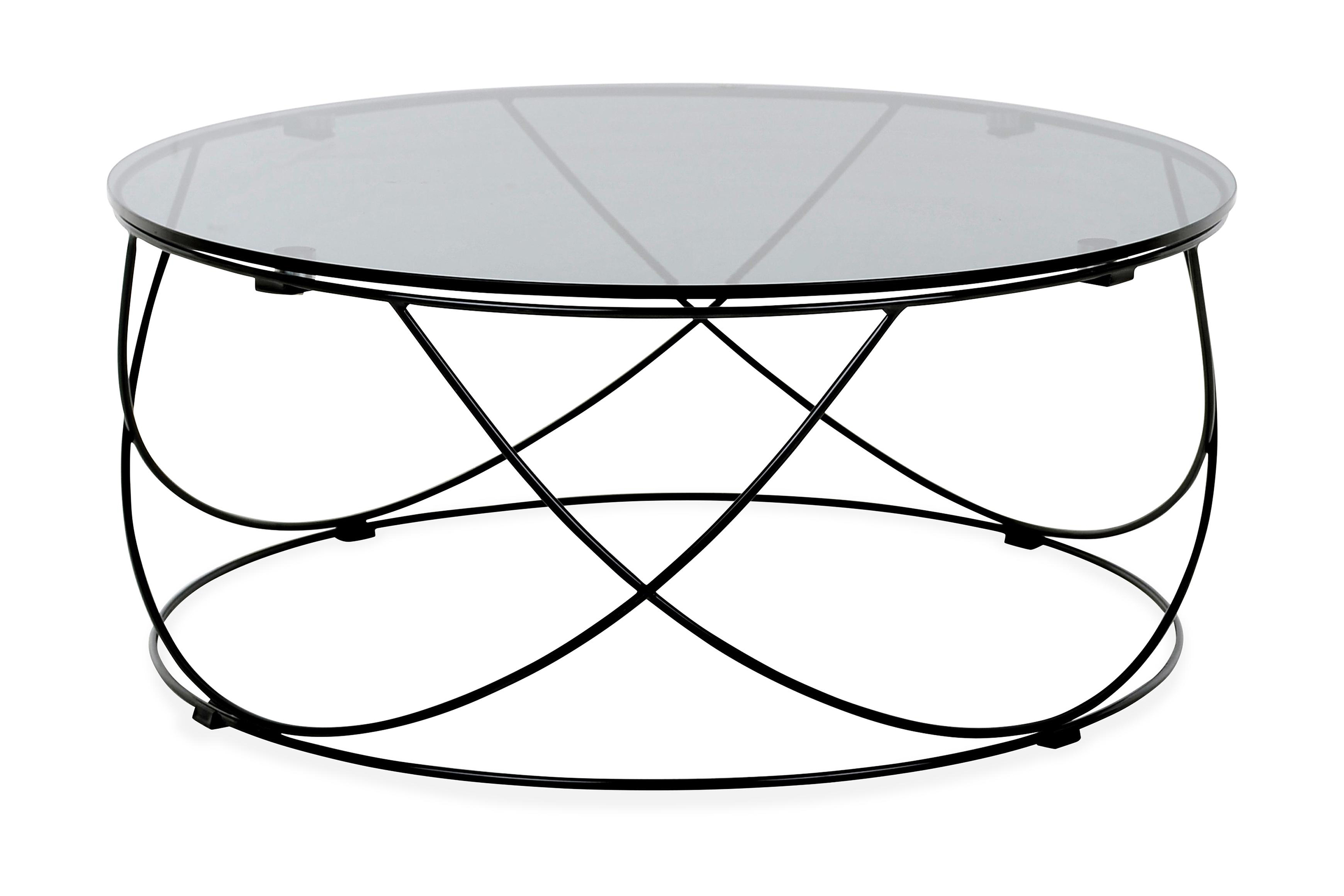 Soffbord Tambour 85 cm Runt Glas/Svart