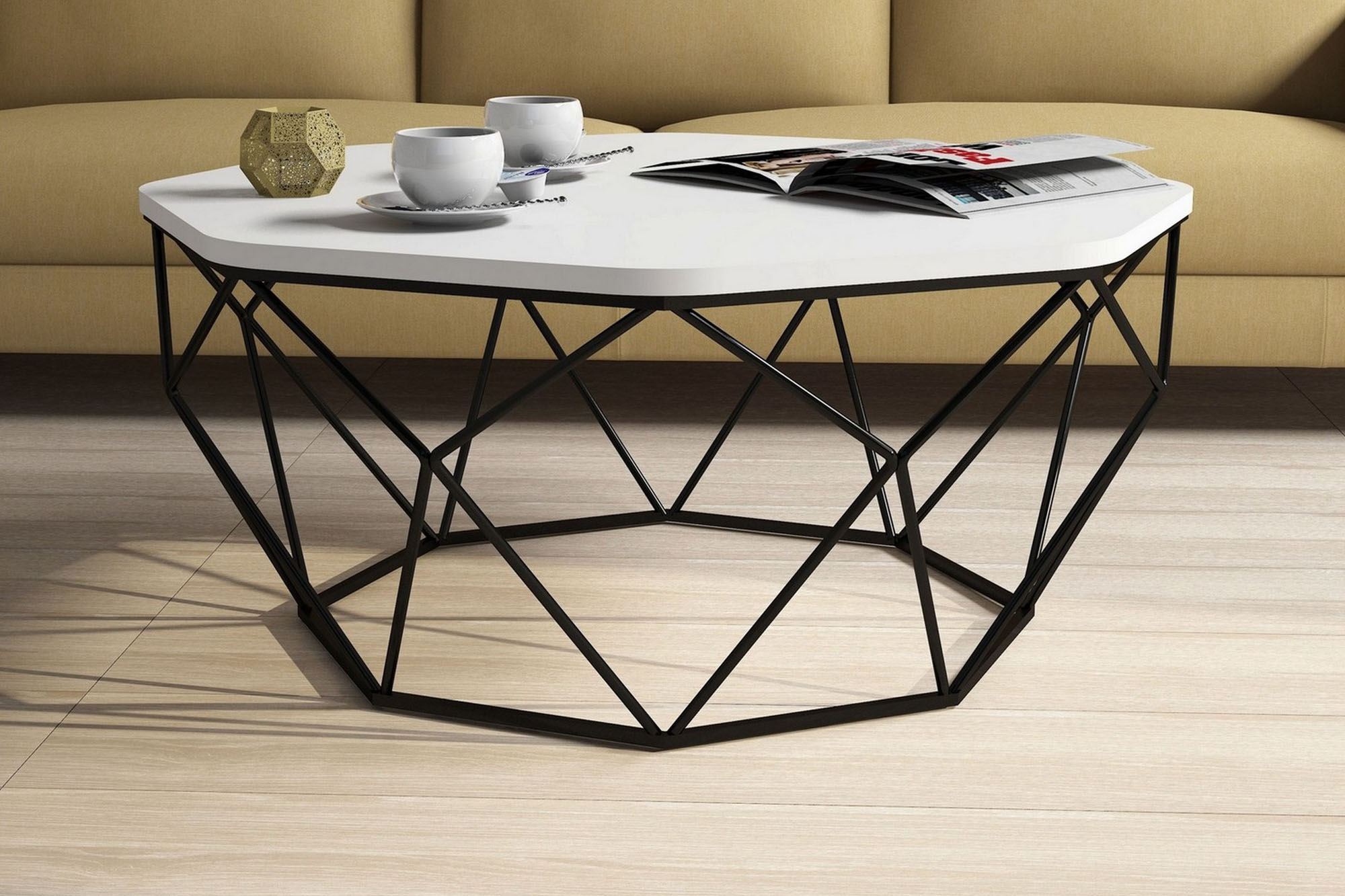 Soffbord Tanamo 90 cm Kantigt Vit/Svart