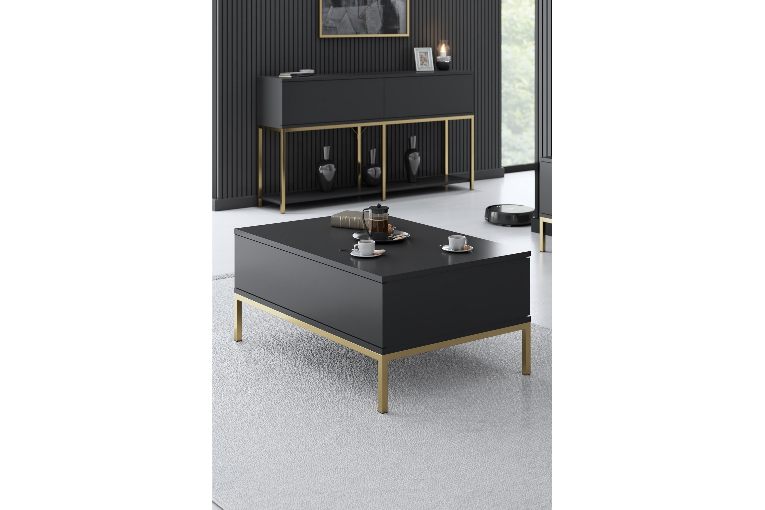 soffbord tejmon 90 cm - grå/guld