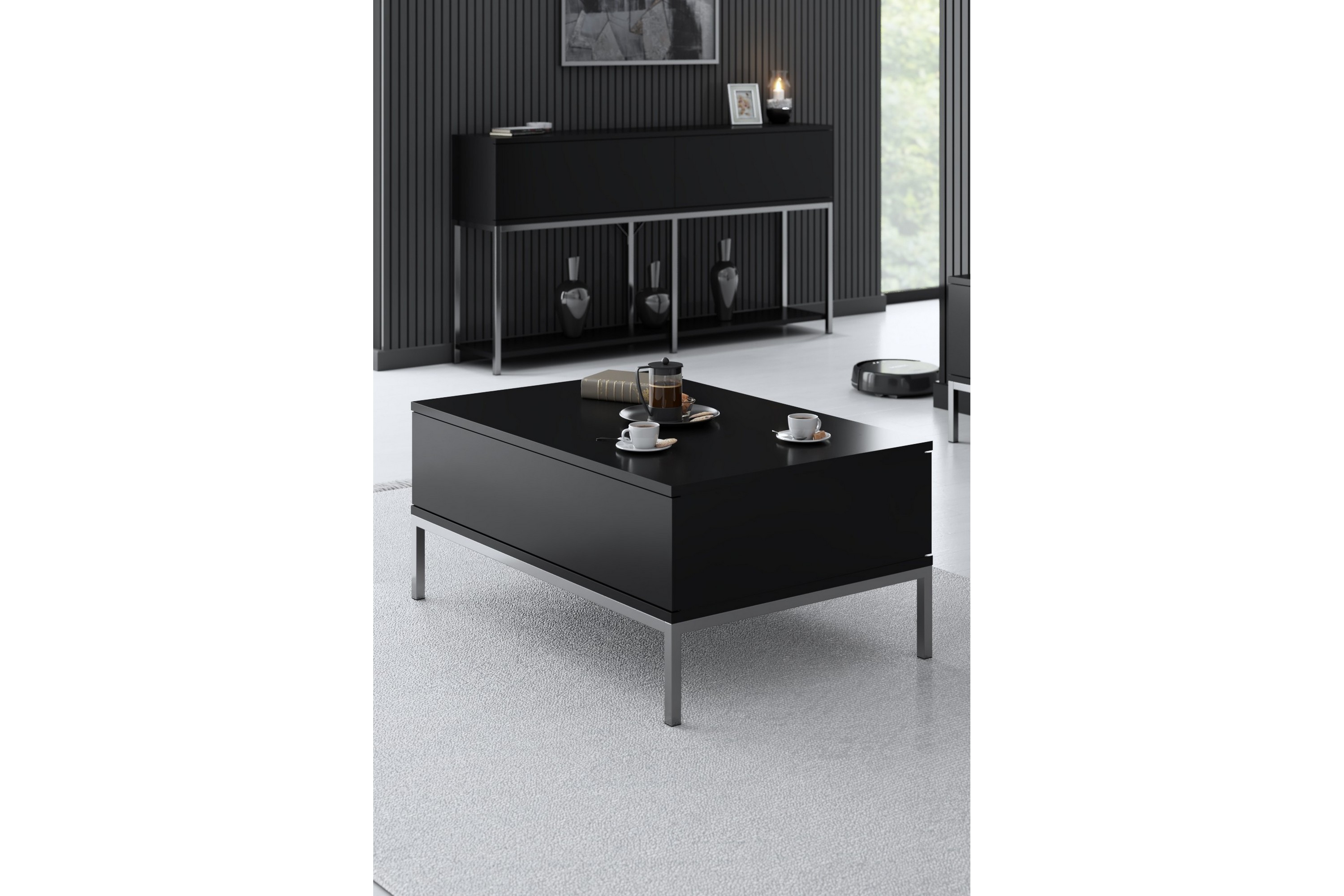 Soffbord Tejmon 90 cm Svart/Grå