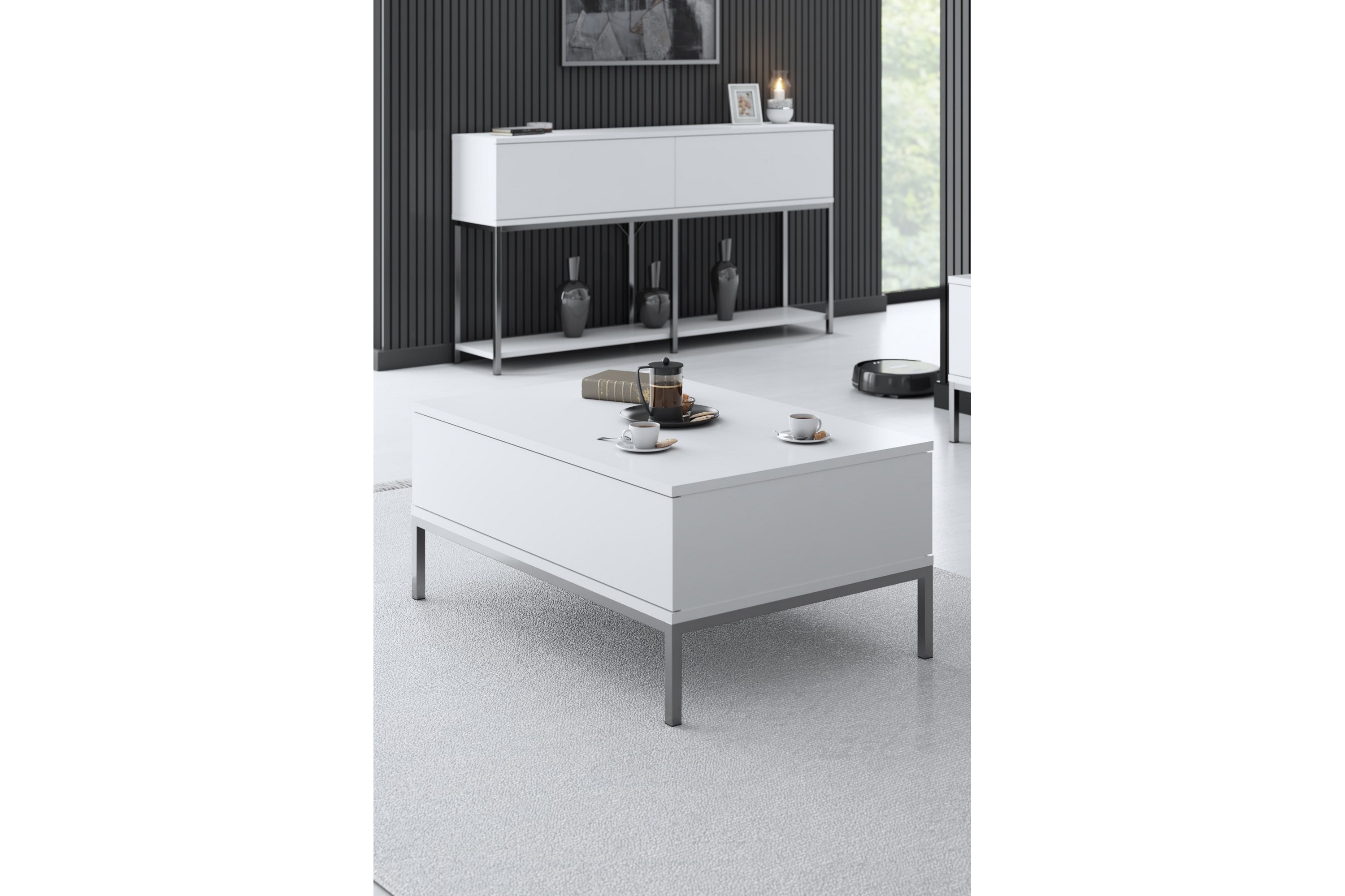 Soffbord Tejmon 90 cm Vit/Grå