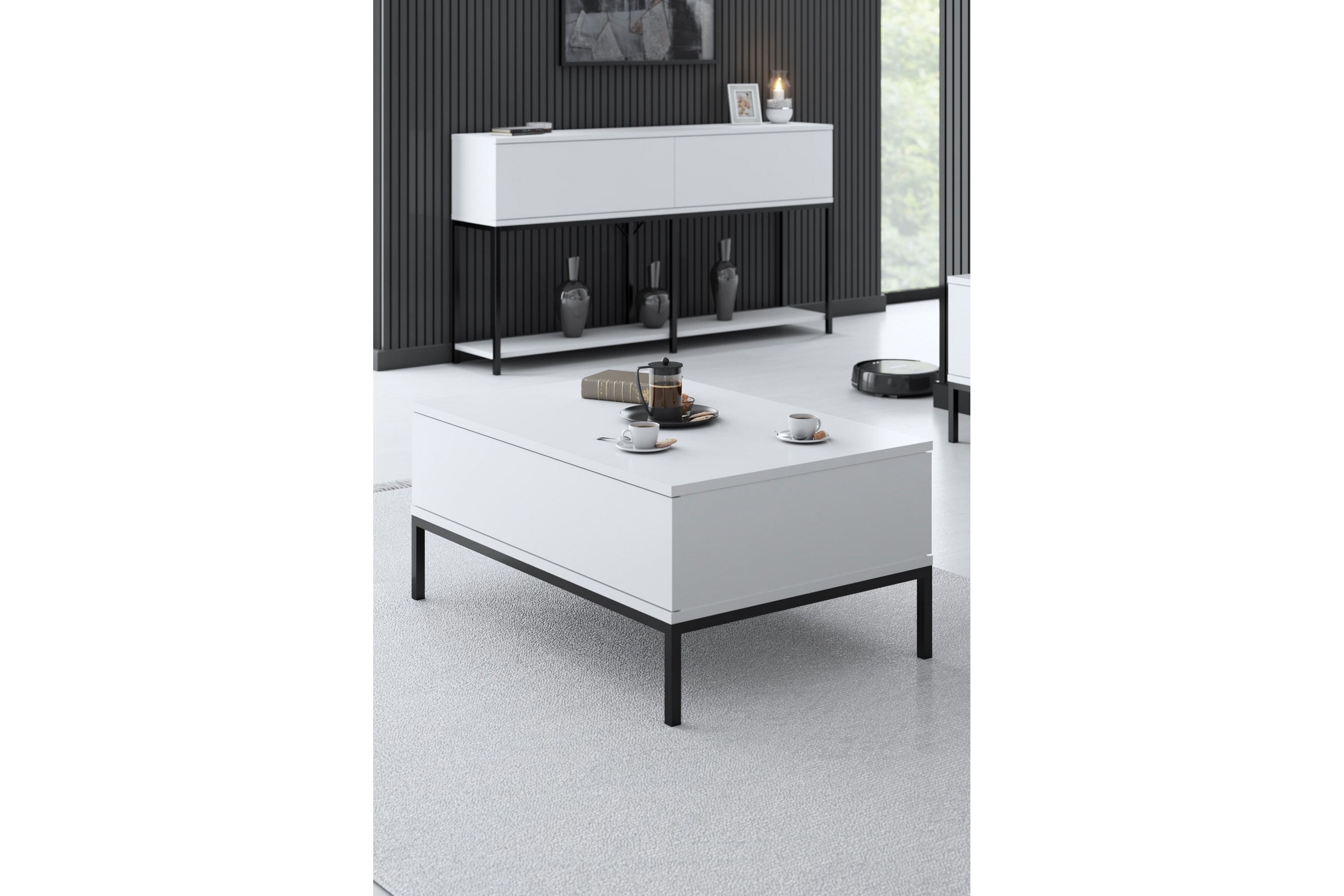 Soffbord Tejmon 90 cm Vit/Svart