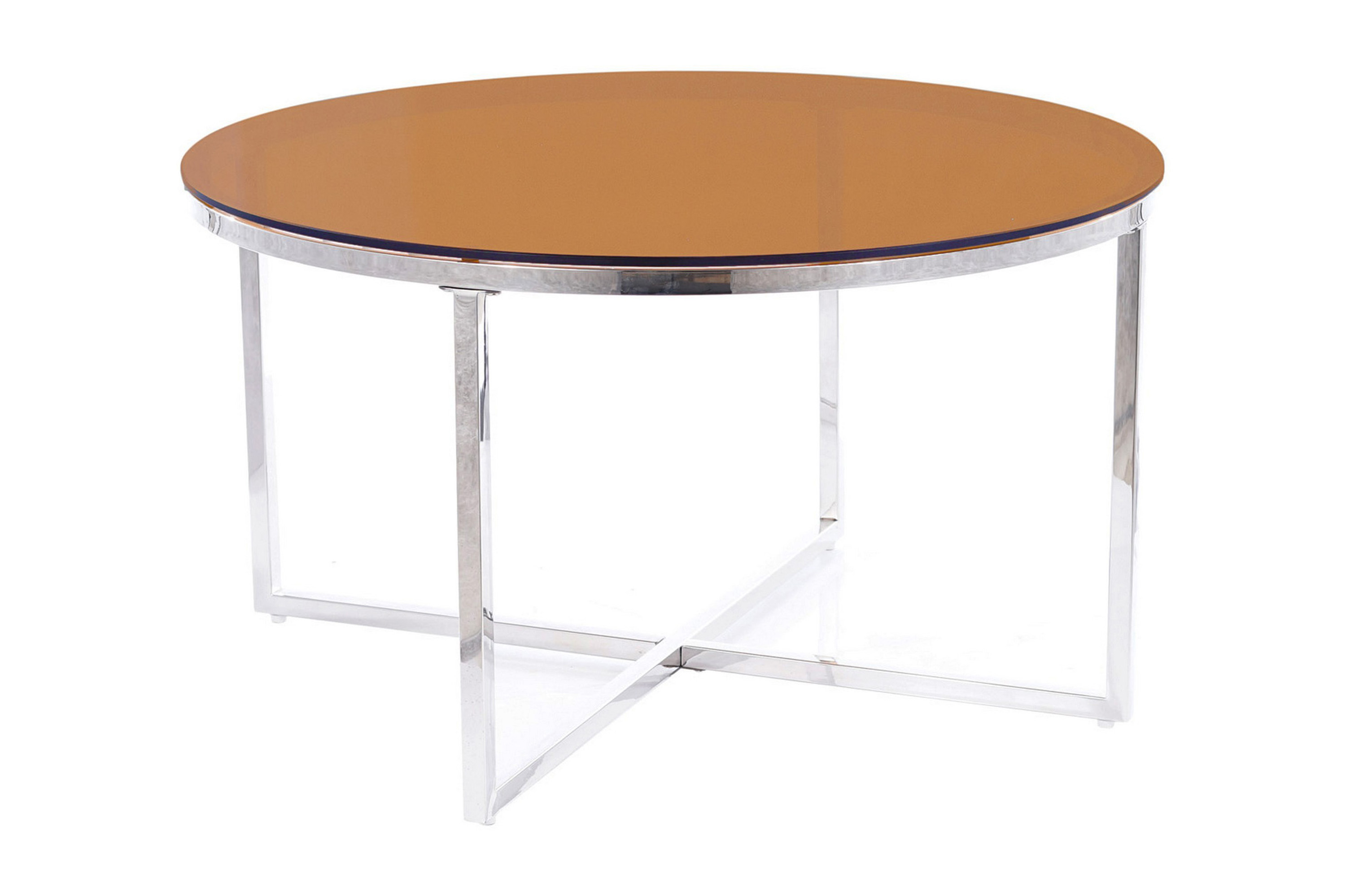 Soffbord Tioata 80 cm Runt Glas/Brun/Silver