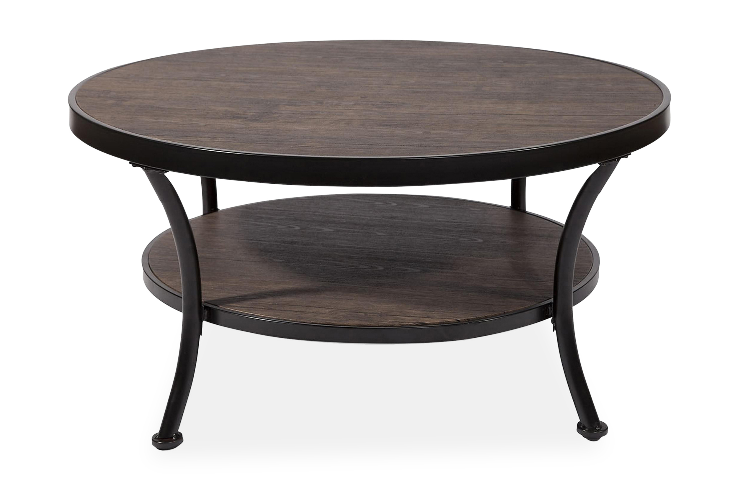 Soffbord Tokyo 91 cm Runt med Förvaring Hylla Betongbrun/Svart