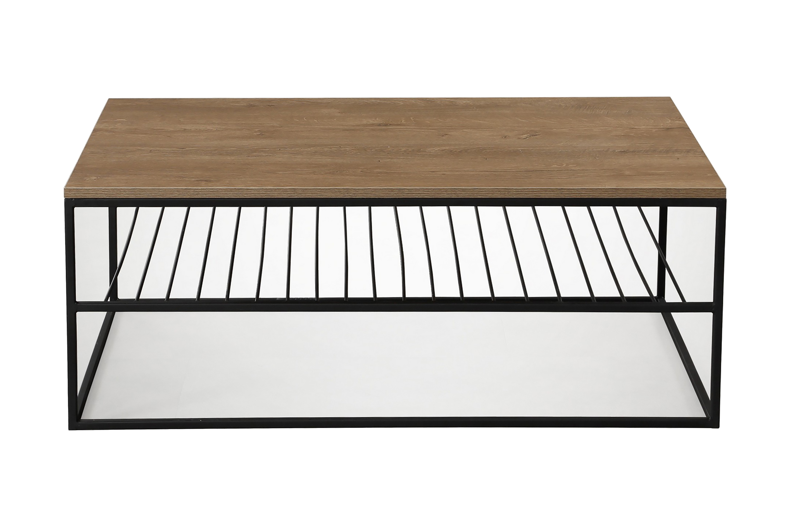 soffbord ubbeboda 95 cm med hyllor ribbor - brun/ek