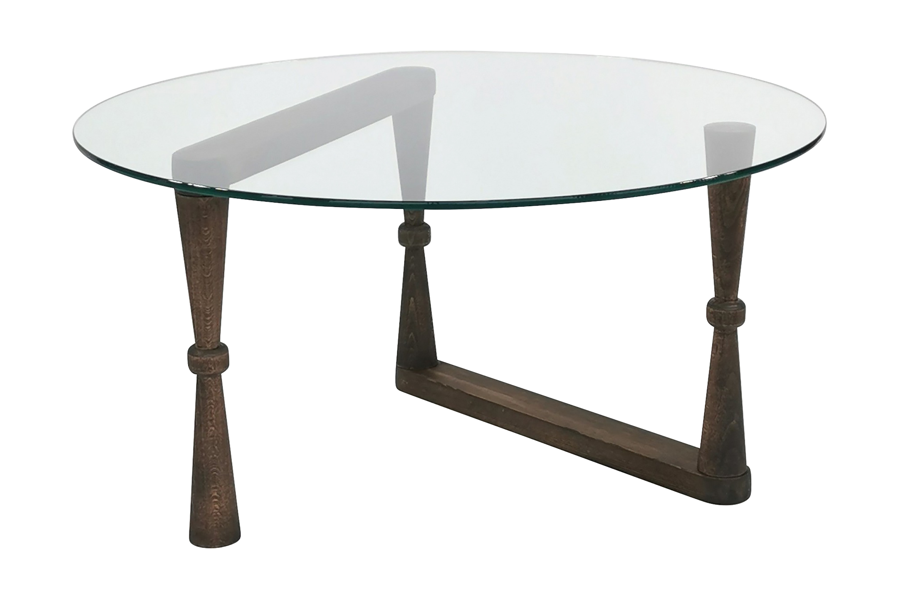 Soffbord Vallsbo 80 cm Runt Svarvade Ben Glas/Valnötsbrun