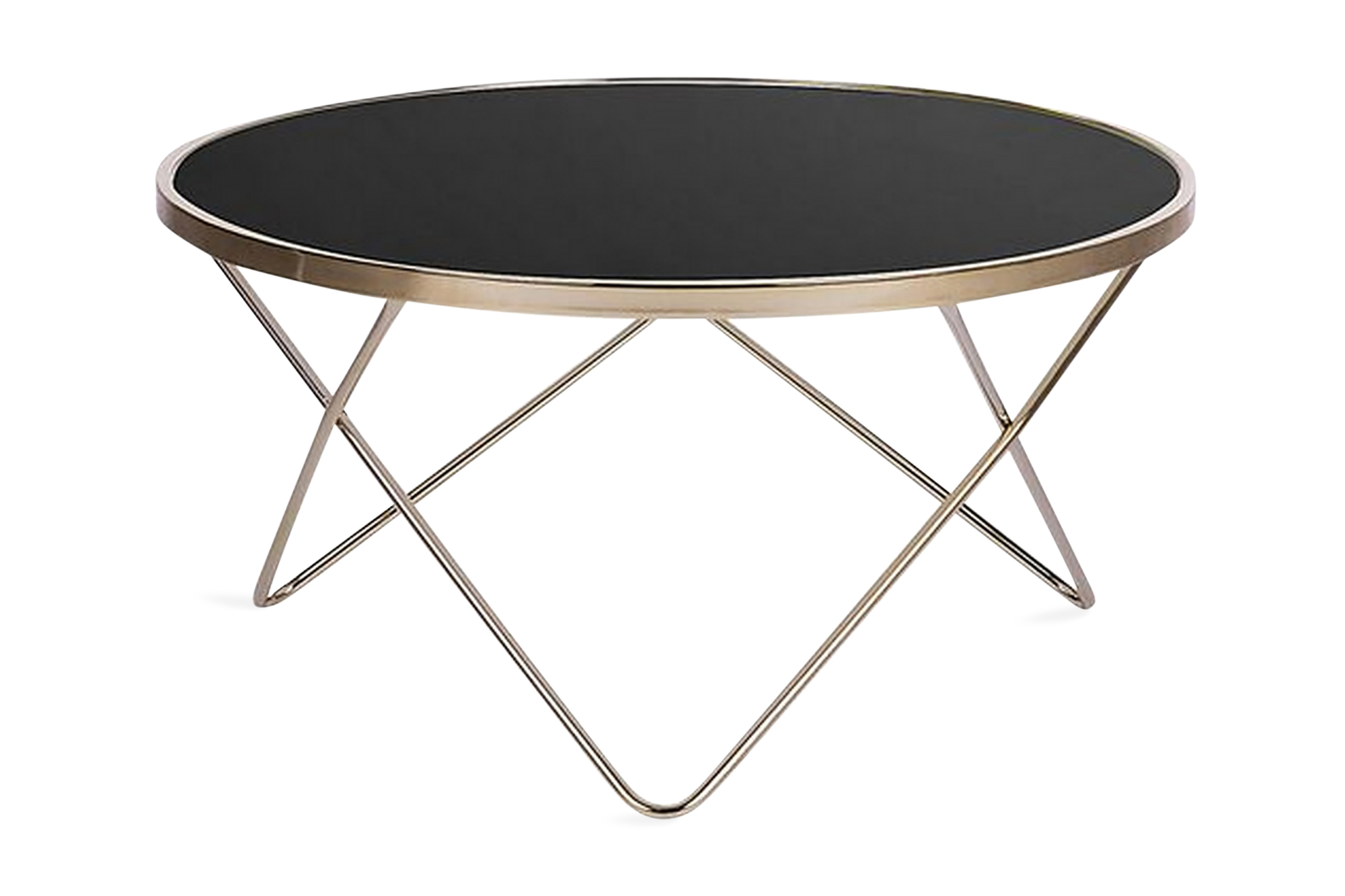 Soffbord Vanlaarhoven 80 cm Runt Glas/Svart/Guld