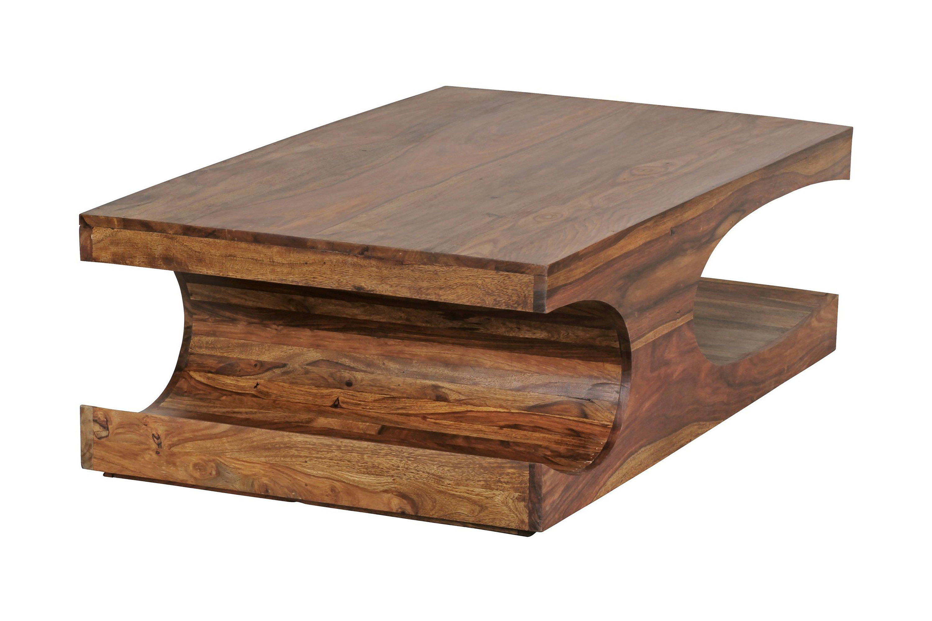 Soffbord Penedo 118 cm med Förvaring Hyllor Massivt Trä