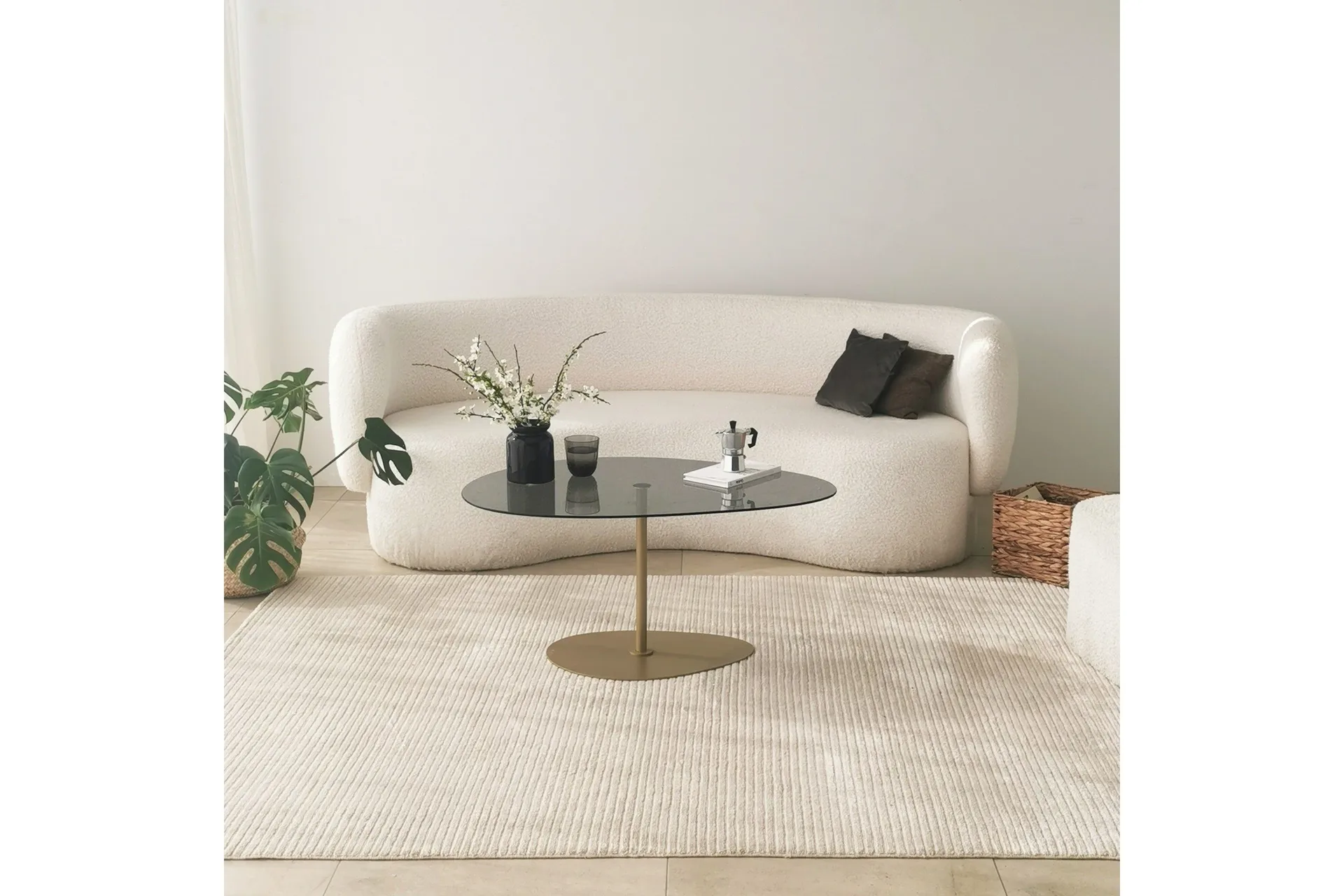 Svanabyn Soffbord 90 cm - Gr&aring;/Guld